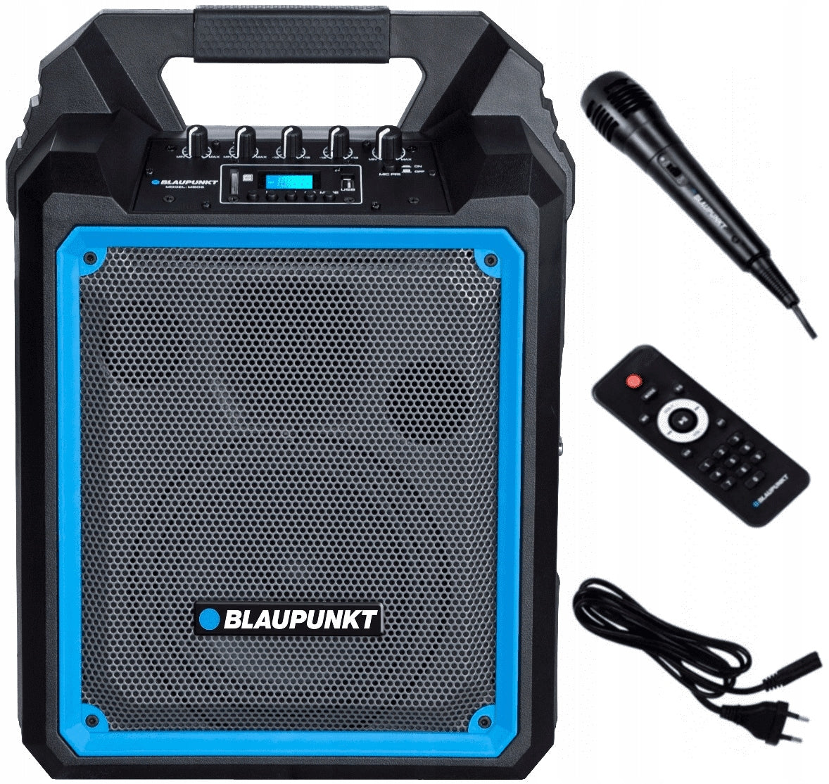 PORTABLE SPEAKER BLAUPUNKT MB06 KARAOKE BLUETOOTH MICROPHONE REMOTE CONTROL USB 500W