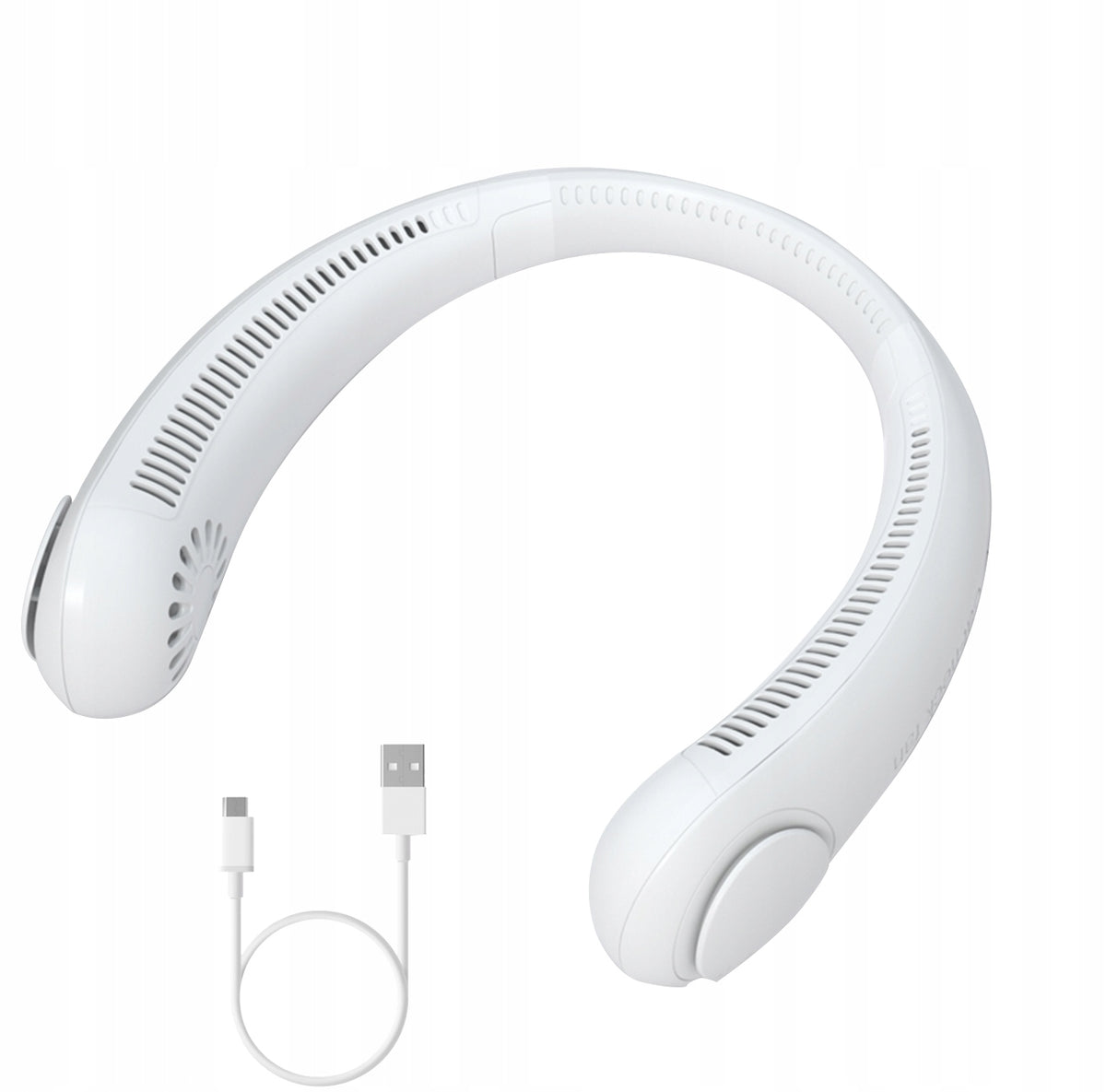 PORTABLE SPORTS FAN NECK FAN USB White POWERFUL RECHARGEABLE BATTERY Manufacturer code 395622