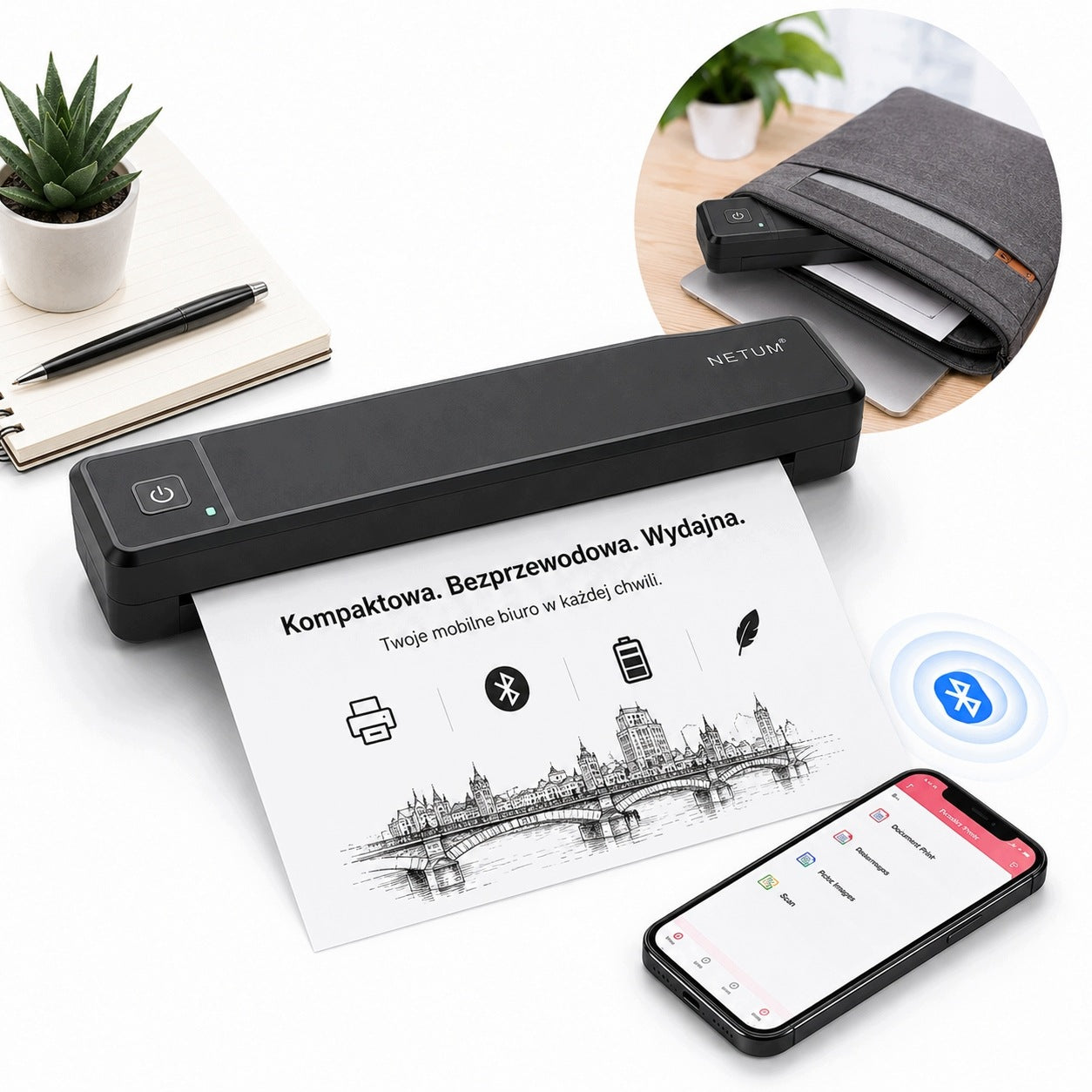 PORTABLE THERMAL PRINTER A4 E80 FOR DOCUMENTS, PHOTOS, LABELS, TATTOO Manufacturer code SDHKU-PL