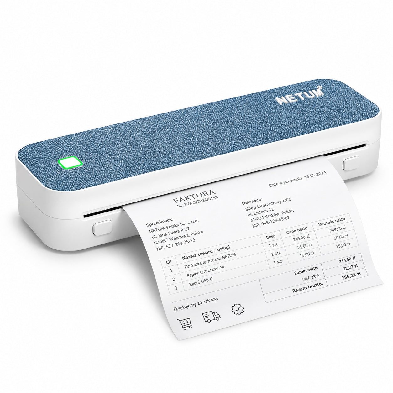 PORTABLE THERMAL PRINTER A4 NETUM LT-A10 FOR DOCUMENTS, PHOTOS, LABELS Manufacturer code LT-A10