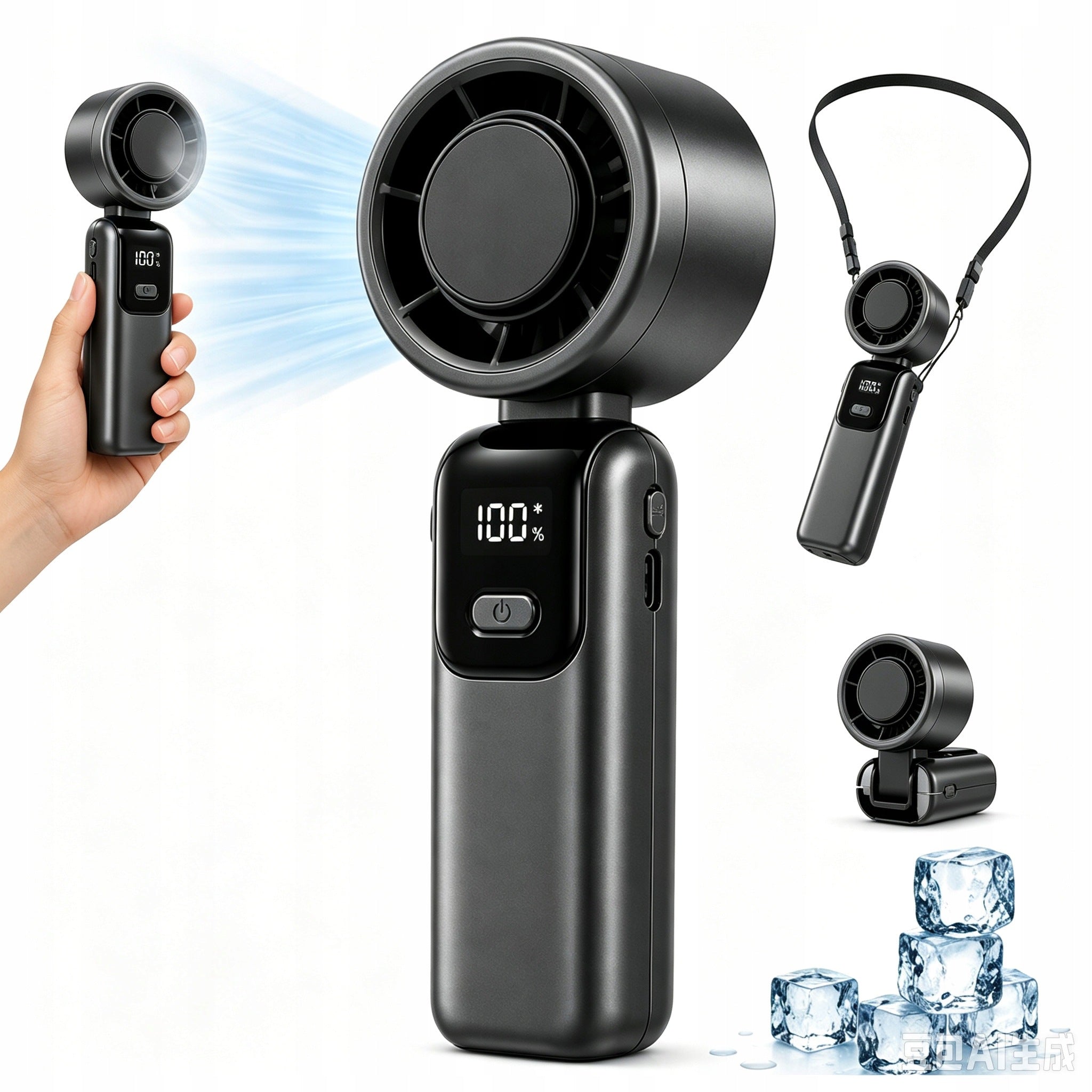 PORTABLE WINDMILL MINI DESK FAN QUIET HANDHELD 4000mAh