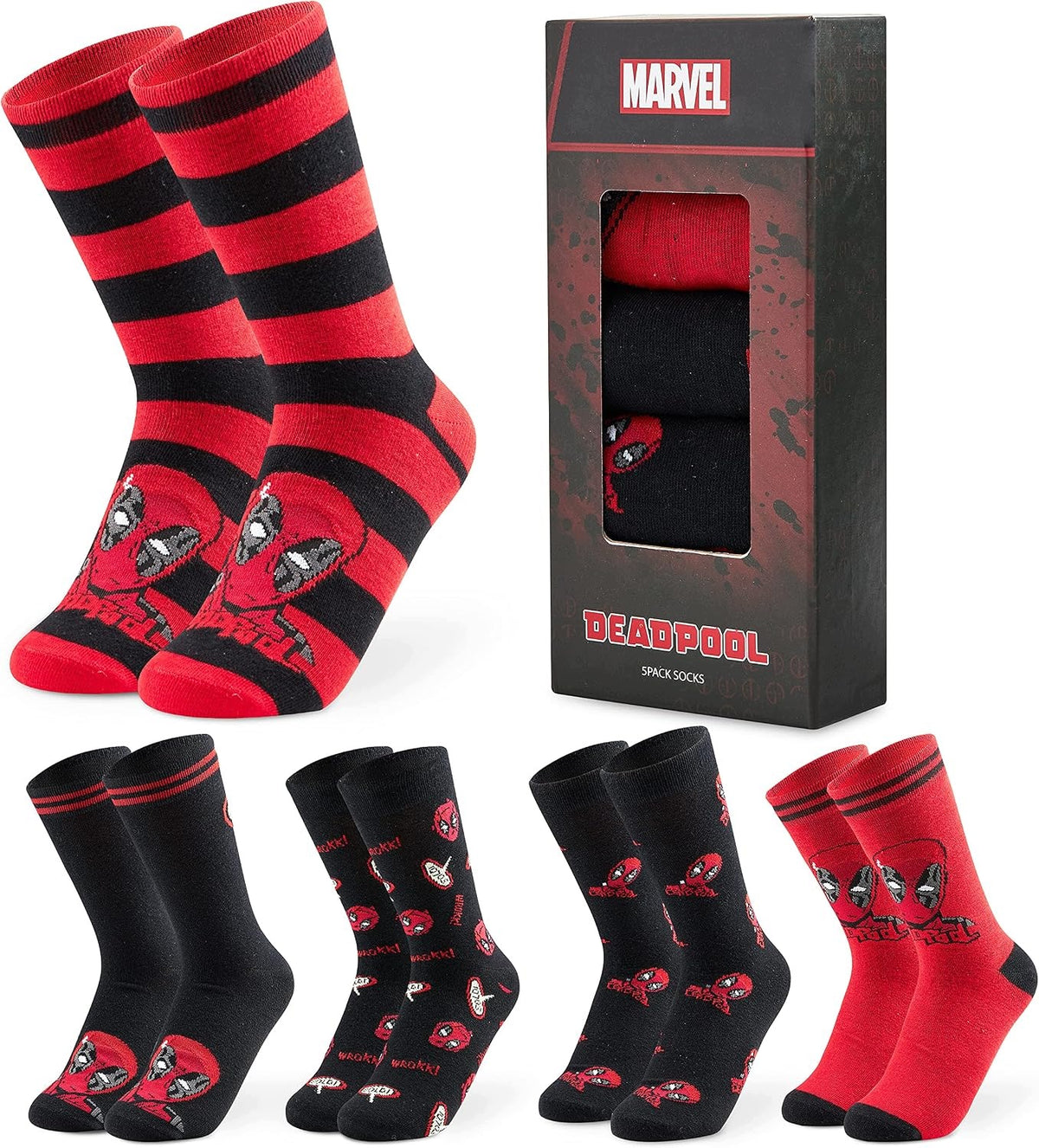 POSITIVE SOCKS 39-46 MEN'S 5 PAIRS COTTON PATTERNS SET FUNNY HIGH