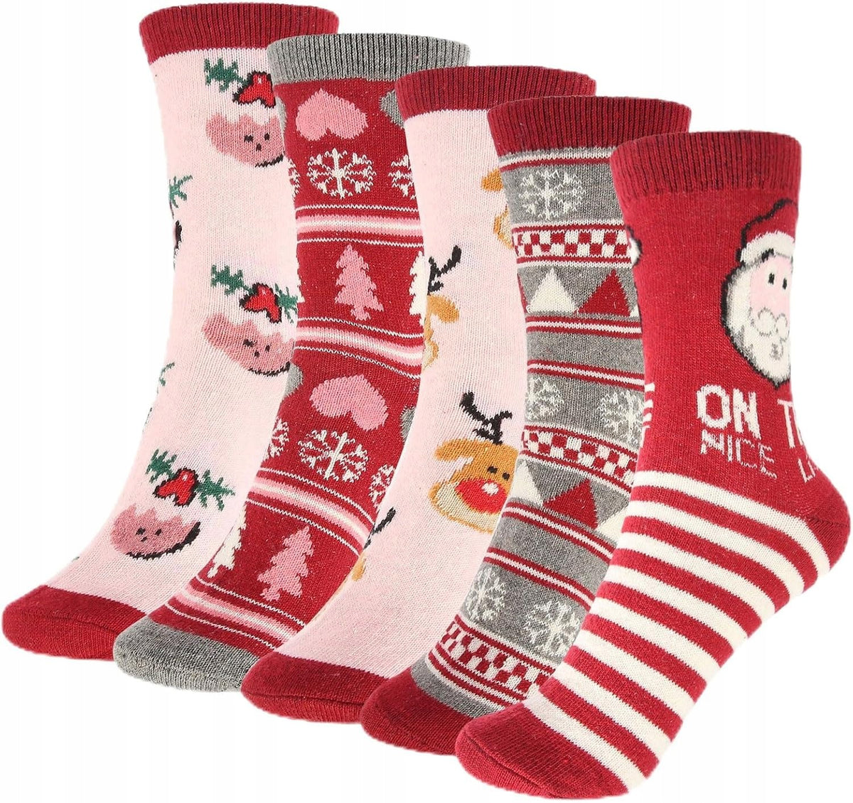 POSITIVE SOCKS WOMEN'S COTTON CARDBOARD UNISEX CHRISTMAS 5 PAIRS