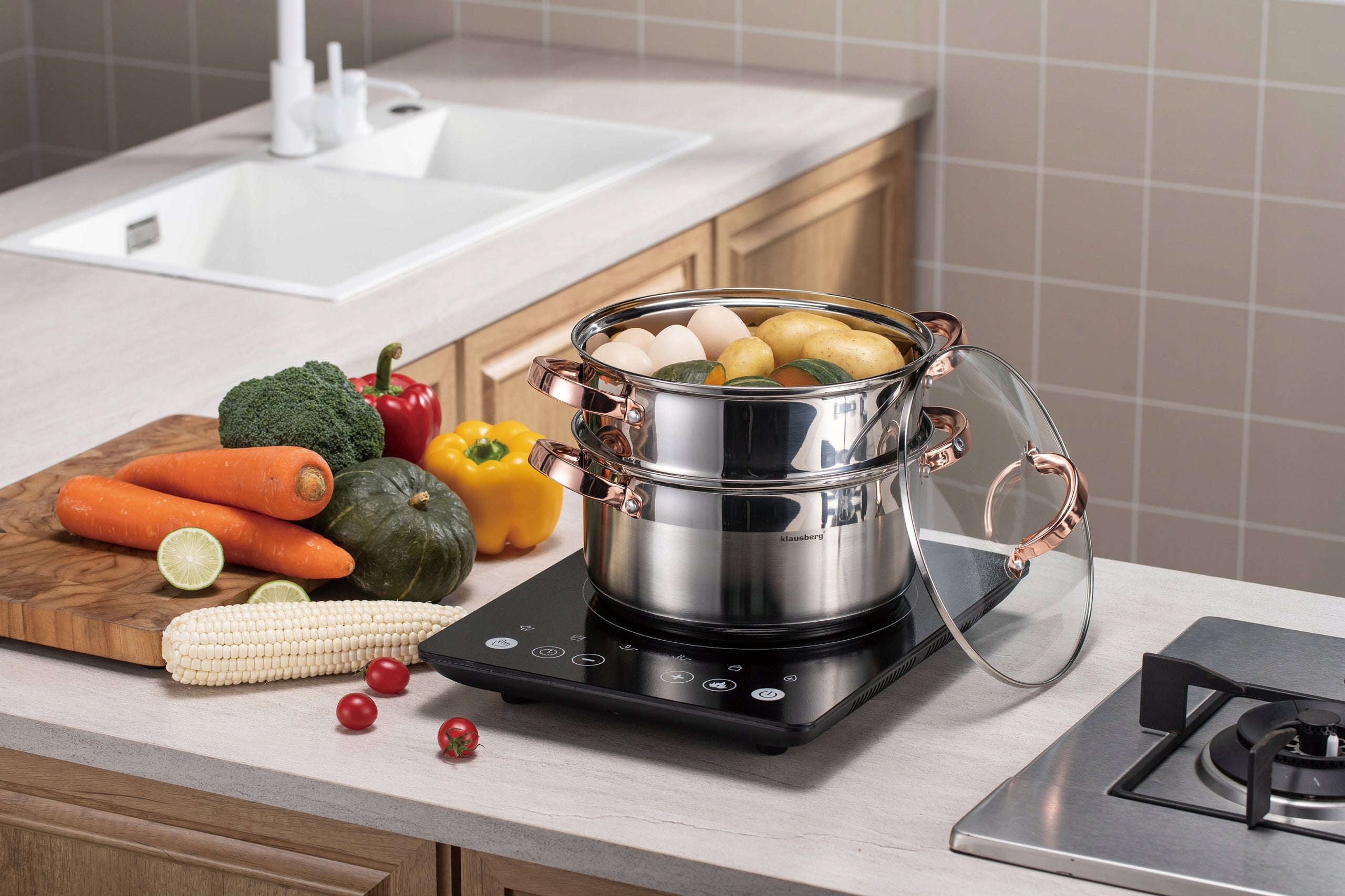 POT 22cm STEAMING induction stainless steel pot 4 L Brand Klausberg
