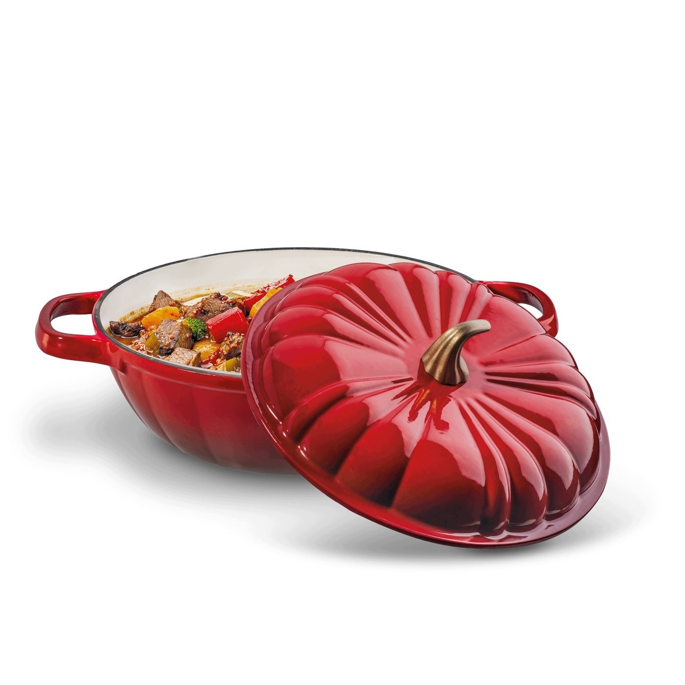 POT Cast Iron ENAMEL INDUCTION Oven Red Konighoffer Pumpkin 3,8