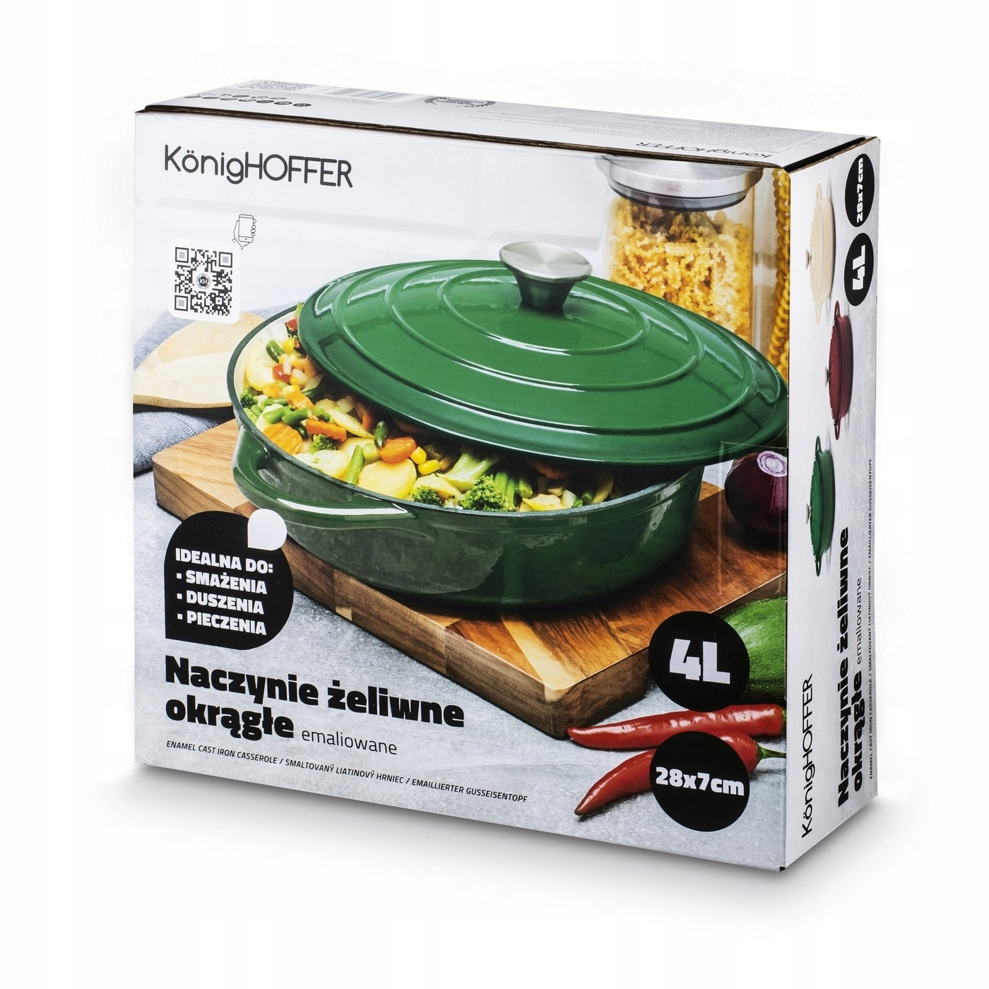 POT Cast Iron ENAMEL PAN Green Round Konighoffer 3L 28x7cm Brand Konighoffer
