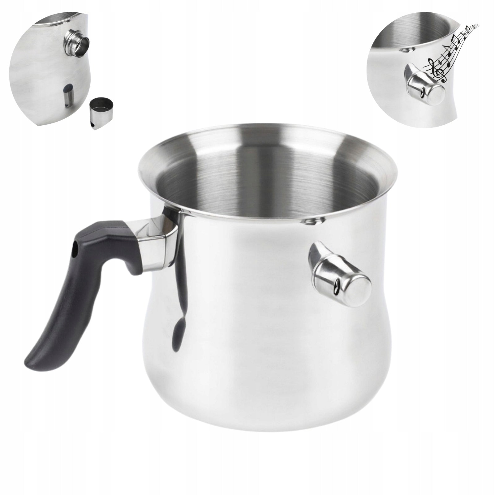 POT FOR COOKING MILK WITH WHISTLE 1,5 L INDUCTION SAUCEPAN STAINLESS GAS Brand Topfann