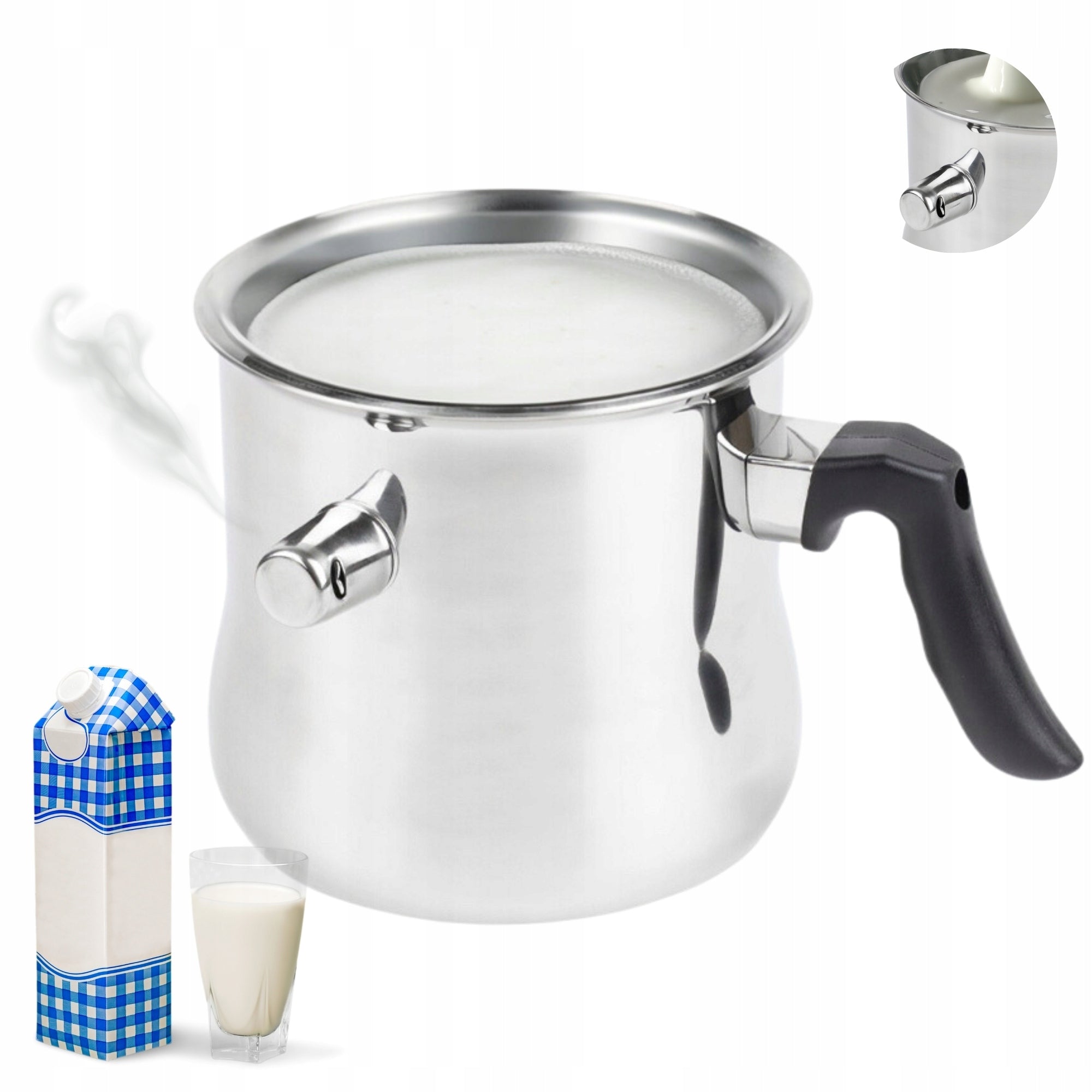 POT FOR COOKING MILK WITH WHISTLE 1,5 L INDUCTION SAUCEPAN STAINLESS GAS