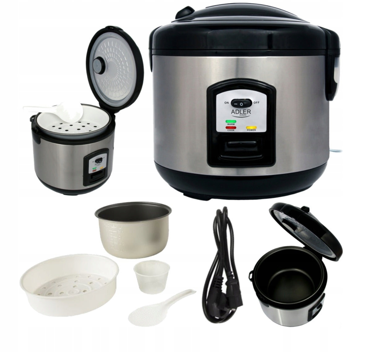 POT FOR COOKING RICE VEGETABLES RICE COOKER STEAMER RICE COOKER 1,5 ELECTRIC Brand Adler Europe