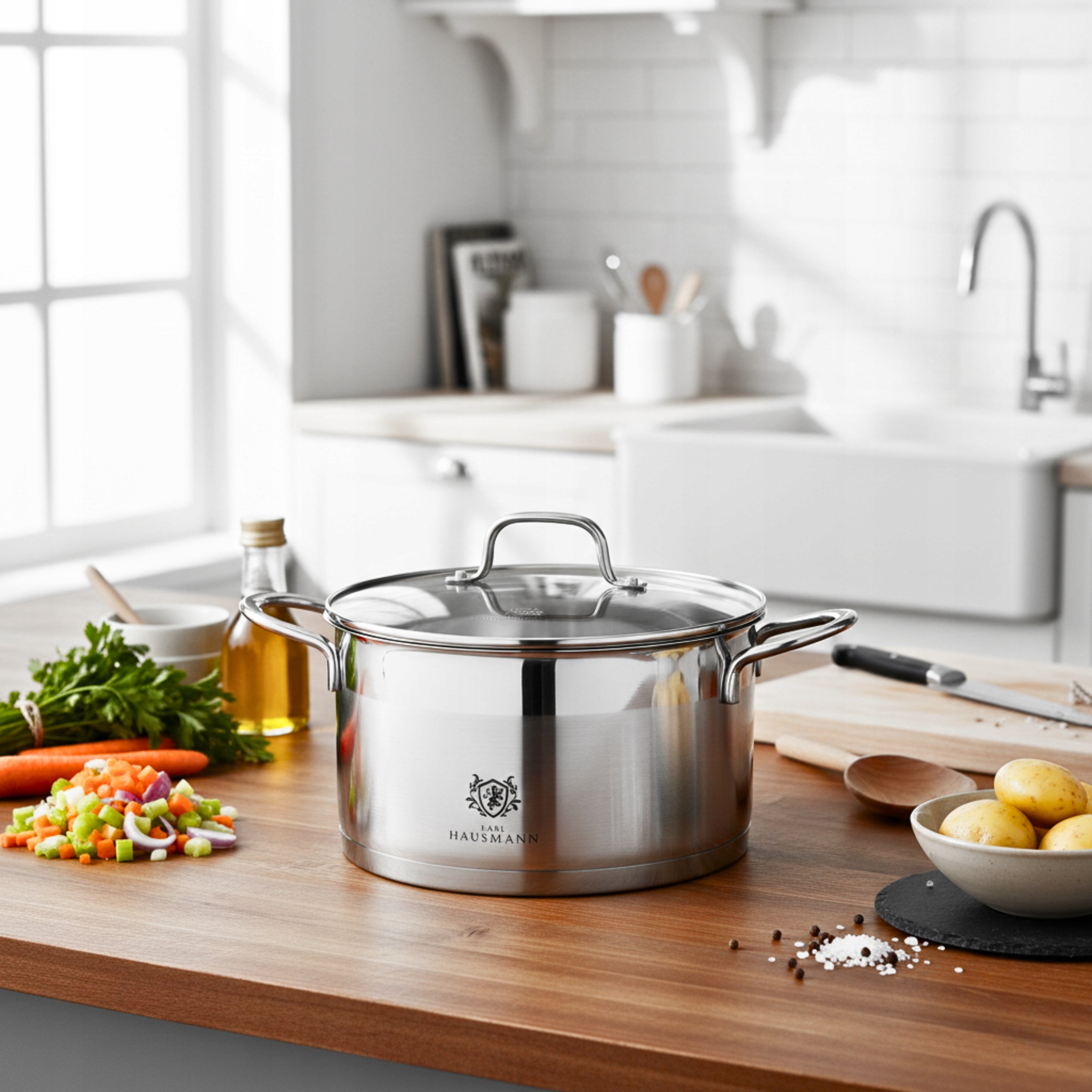 POT INDUCTION GAS STEEL 18/10 7,6L 26CM WITH LID LARGE FOR INDUCTION Packaging status original