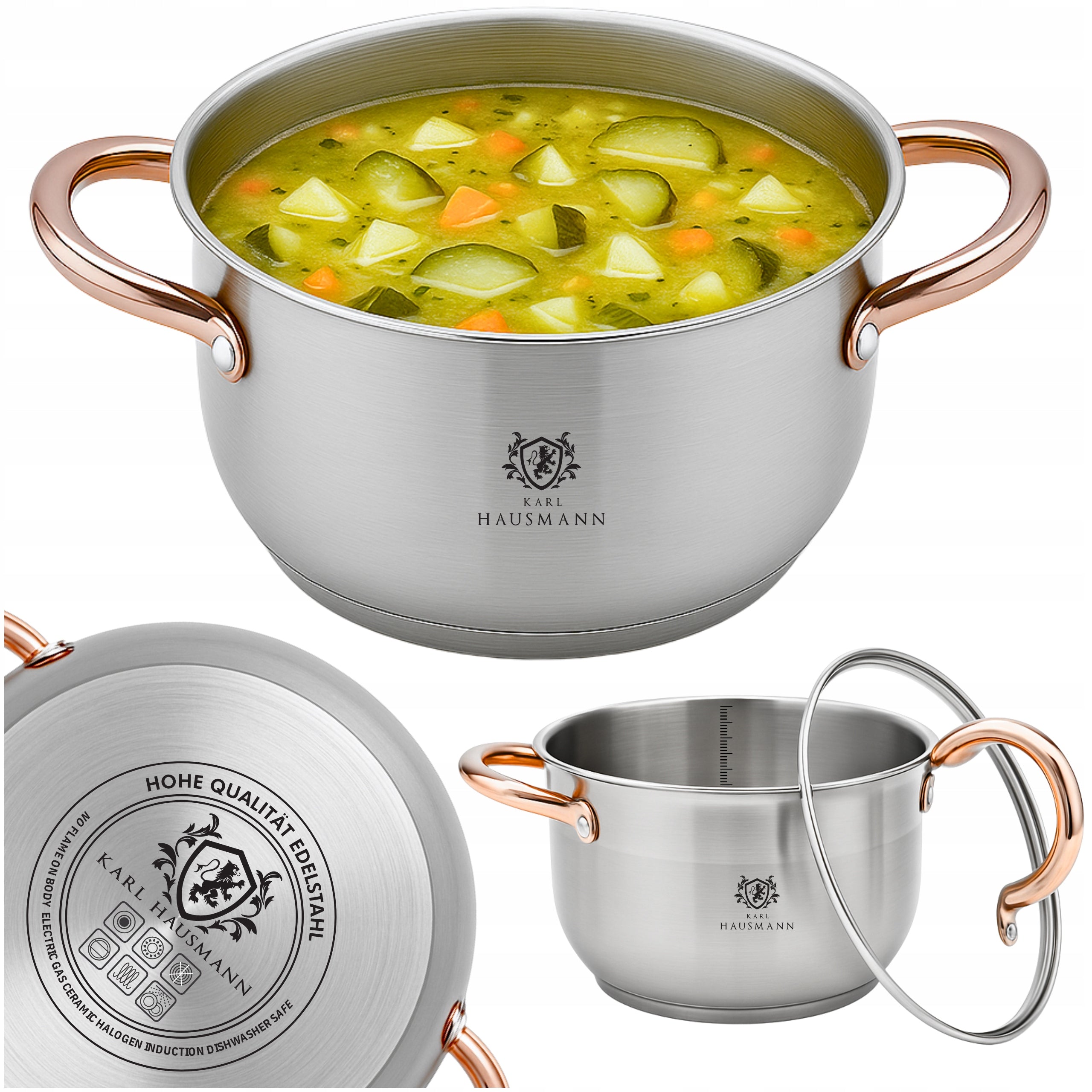 POT INDUCTION STAINLESS STEEL GAS 1,6L 16cm WITH LID POTS GOLD