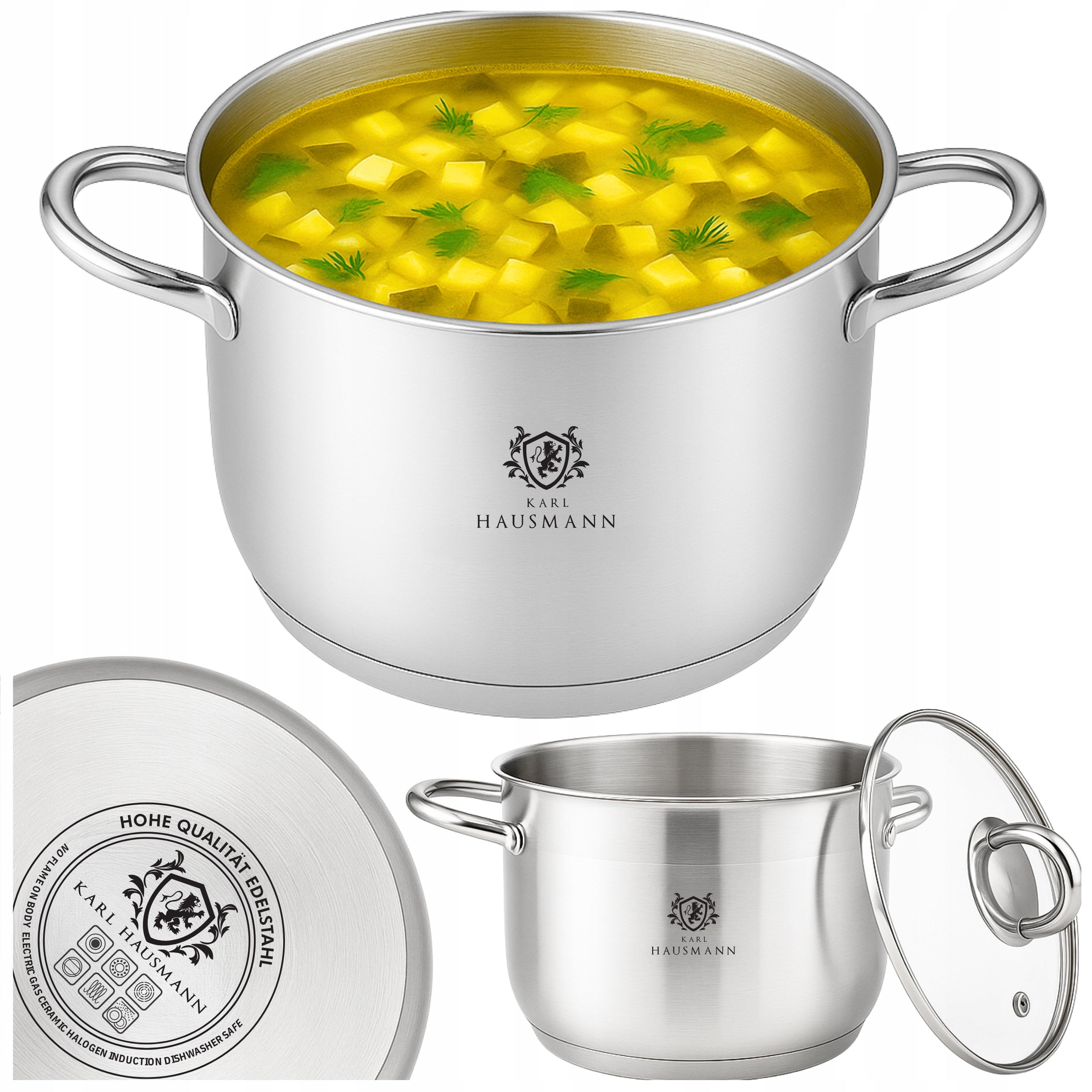 POT INDUCTION STAINLESS STEEL GAS 2L 18cm WITH LID POTS SOLID