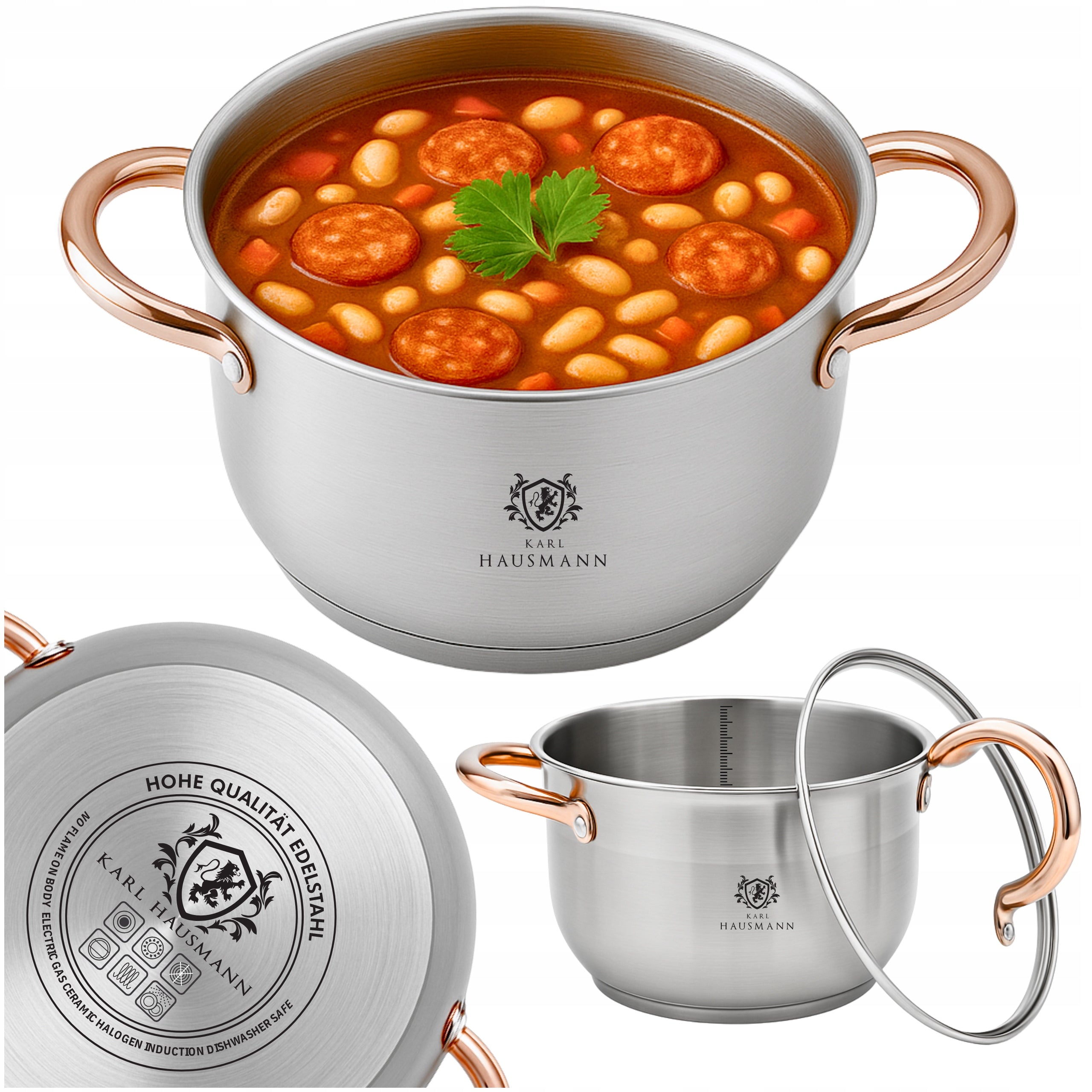 POT INDUCTION STAINLESS STEEL GAS 6L 26cm WITH LID POTS GOLD
