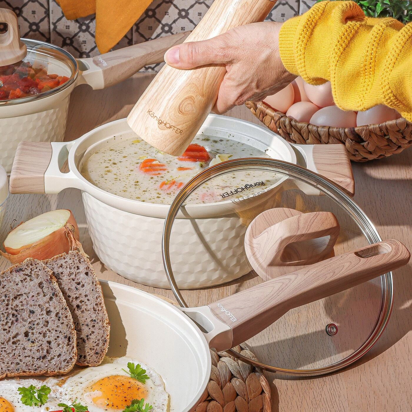 POT INDUCTION with CERAMIC COATING Creamy Konighoffer Rosti 20cm 2L Kind traditional pot