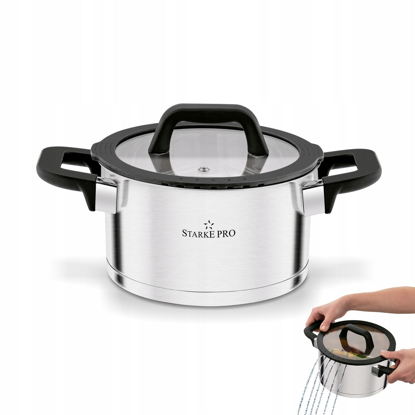 POT Induction STEEL Lid Small GAS Starke Pro Rigor 2,4 l 18cm