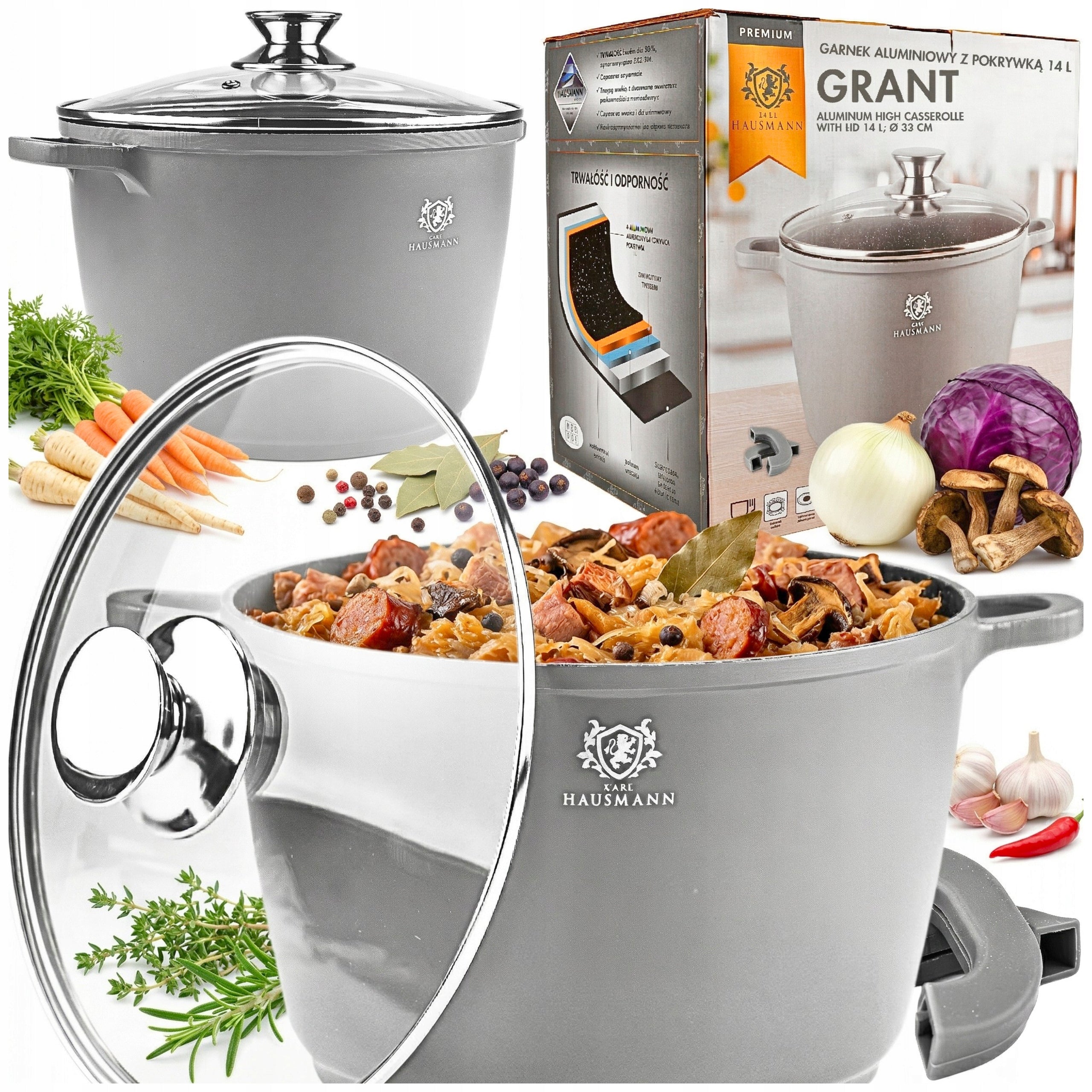 POT LARGE 14L INDUCTION GAS HIGH MARBLED POT FOR OVEN POTS