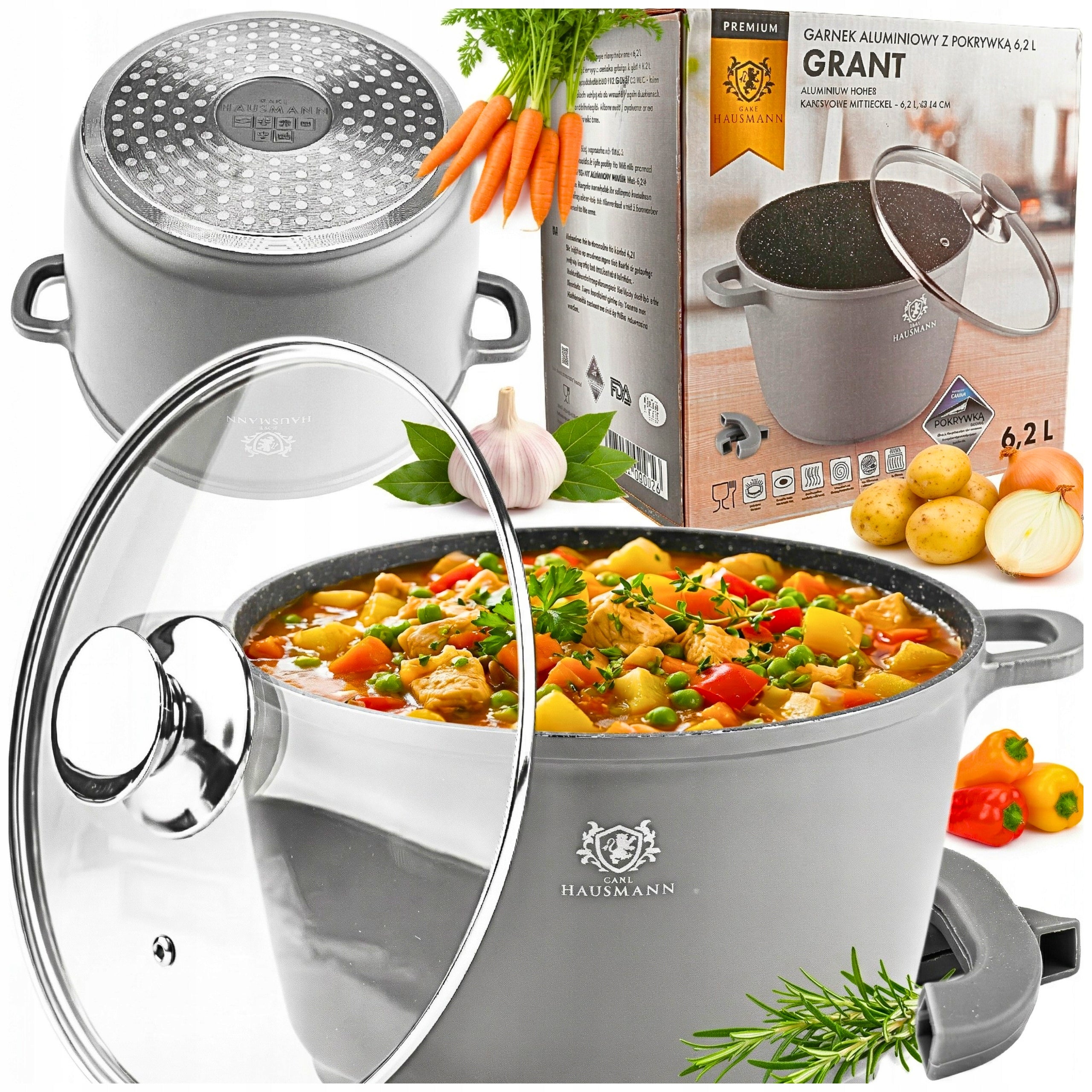 POT LARGE 6,2L INDUCTION GAS HIGH MARBLED POT FOR OVEN POTS