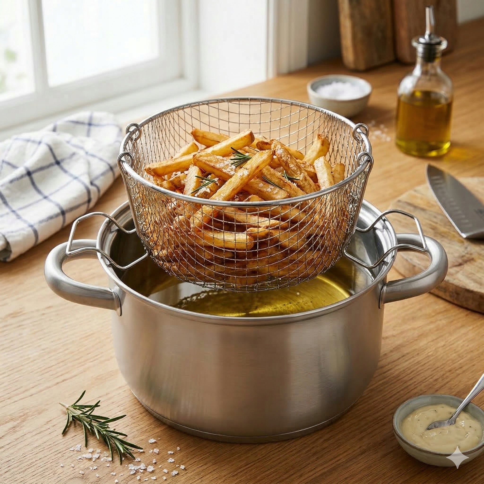 POT WITH BASKET FOR FRYING NUGGETS DONUT FRIES STEEL INDUCTION Packaging status original
