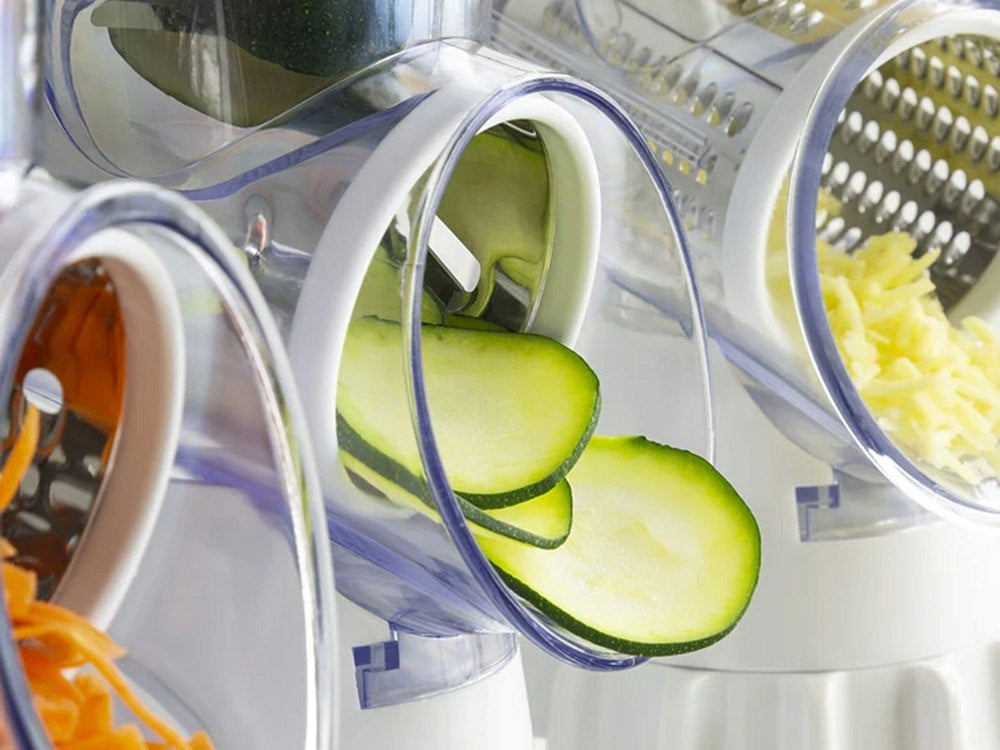 POTATO FRICTION MACHINE CHEESE VEGETABLE SHREDDER GRATER 3x Cartridges Dominant color white