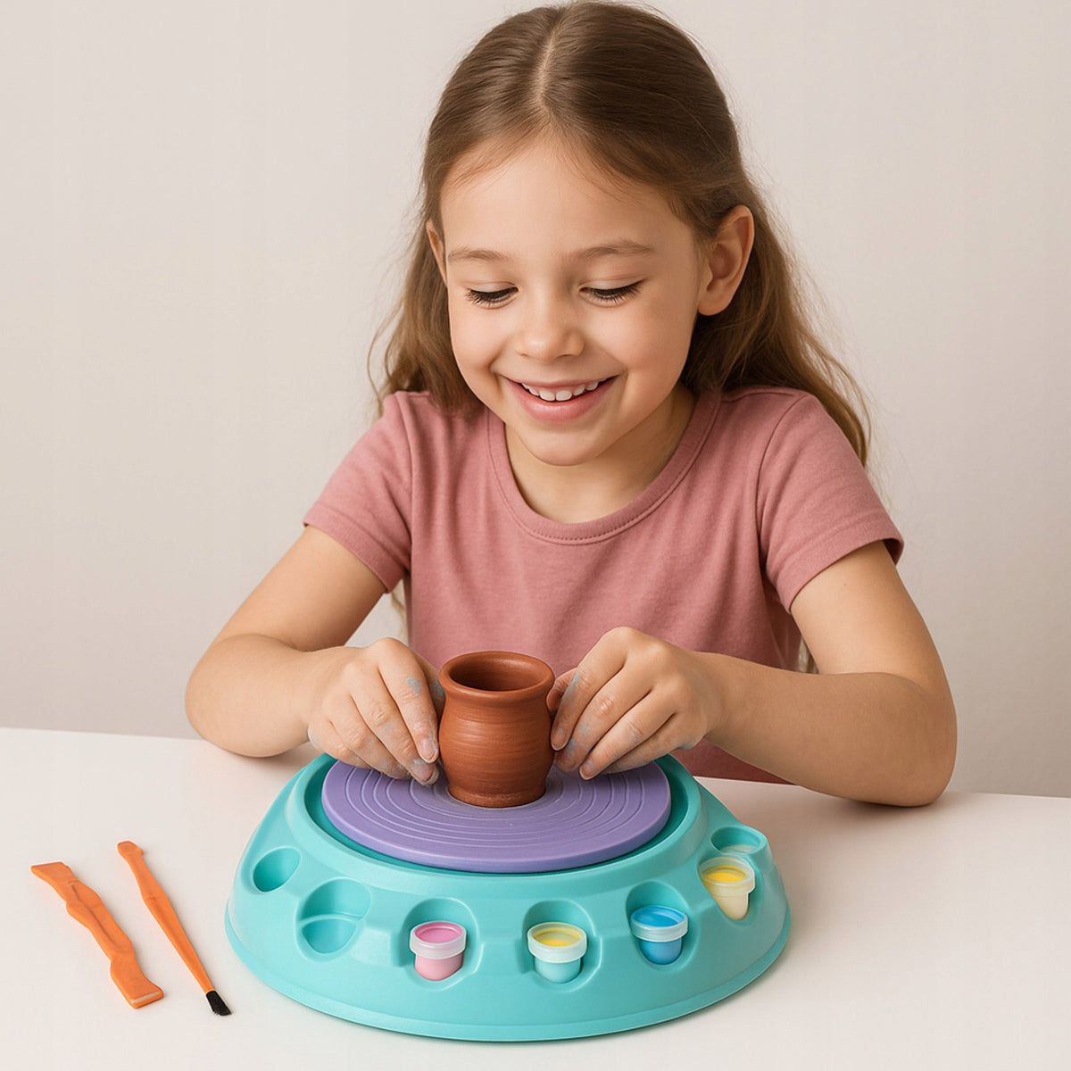 POTTERY WHEEL FOR CHILDREN SET WHEEL AND CLAY + ACCESSORIES Packaging status original