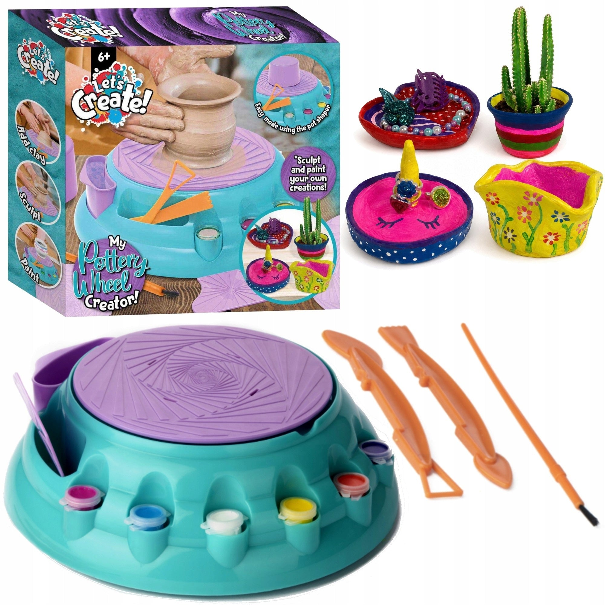 POTTERY WHEEL FOR CHILDREN SET WHEEL AND CLAY + ACCESSORIES