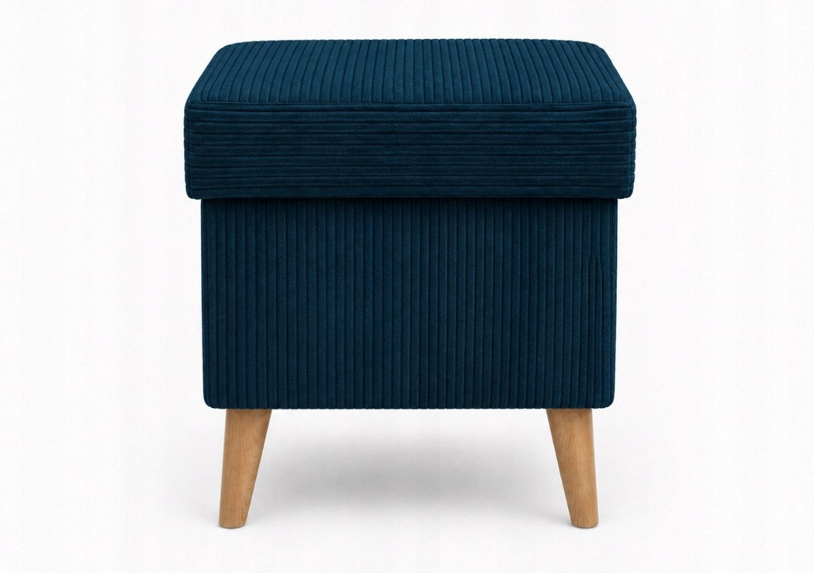 POUF OPENING WITH CONTAINER FOOTREST LIVING ROOM 36X36 CORDUROY NAVY BLUE Z13 Packaging status original