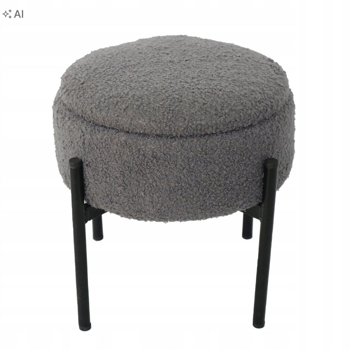 POUF ROUND ON METAL LEGS 28 x 31 CM GREY WITH STORAGE Manufacturer code PHO8755