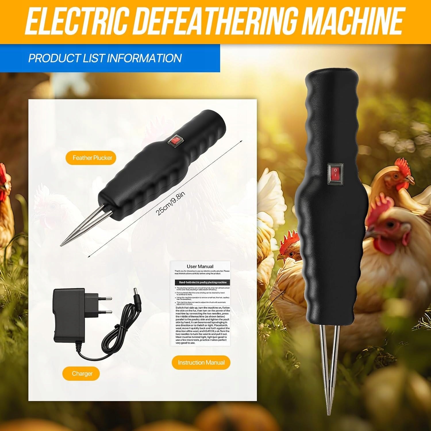 POULTRY PICKER ELECTRIC MACHINE GUN PEN REMOVAL PORTABLE Brand no brand