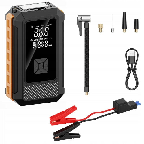 POWER BANK CAR JUMP STARTER 8000mAh 800A compressor 25L/min FLASHLIGHT+CLAMPS