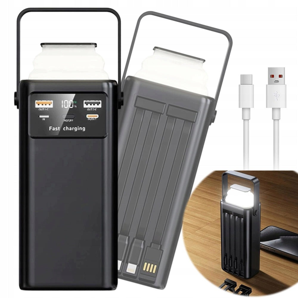 POWER BANK FAST CHARGING LED FLASHLIGHT 4 PORTS 60000MAH 45W BLACK