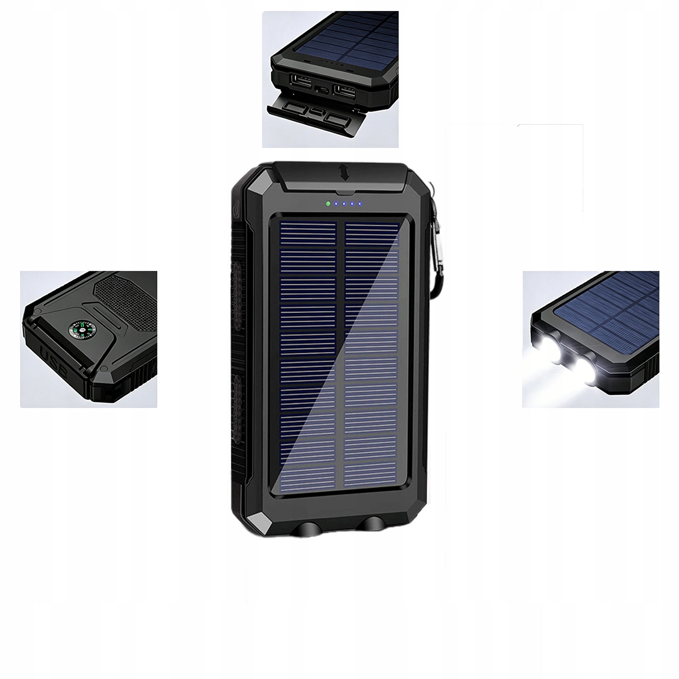 POWER SOLAR BANK 30000MAH BUILT-IN COMPASS WATERPROOF 2x USB Battery type lithium-ion