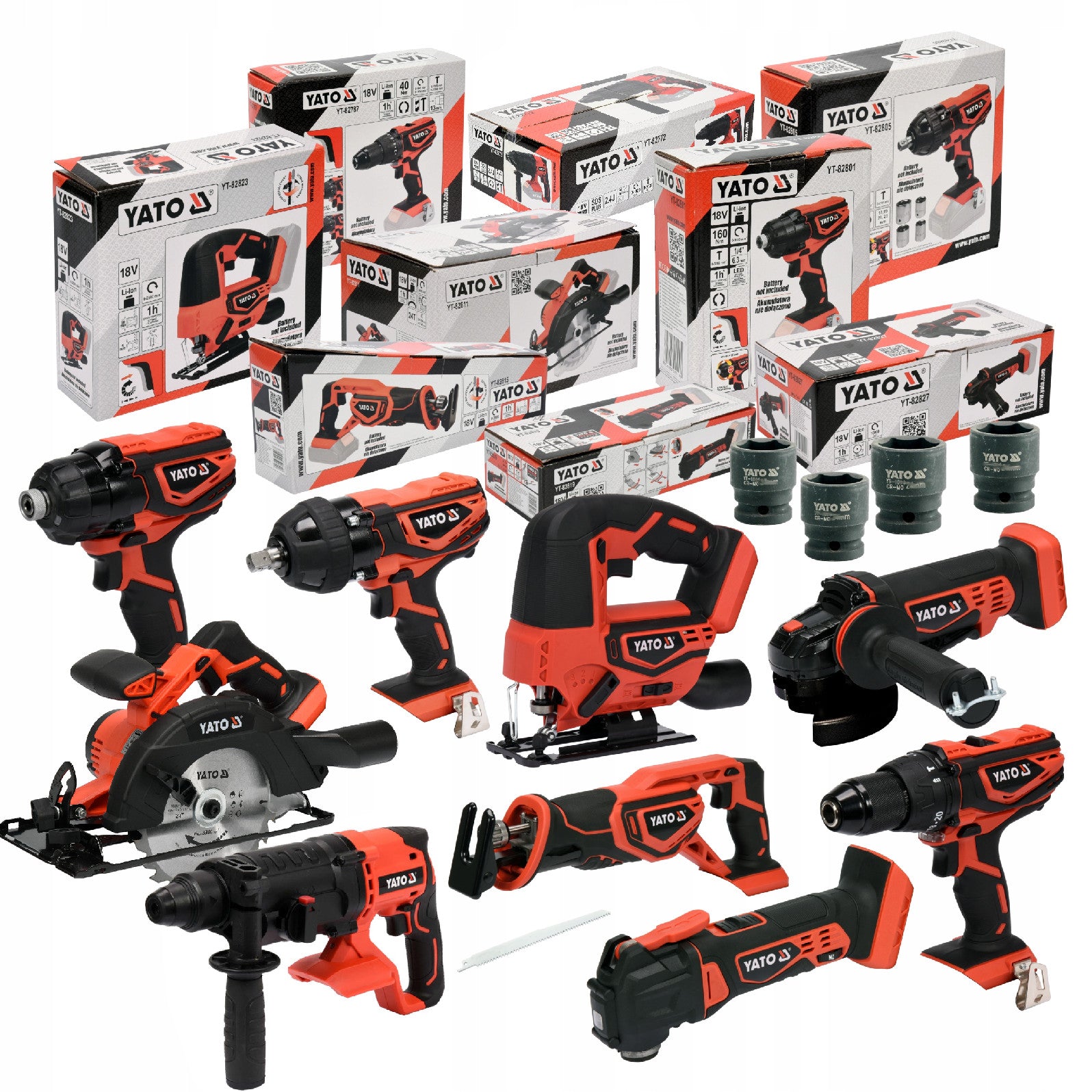 POWER TOOL SET 18V YATO 9EL + 4xAKU 3AH
