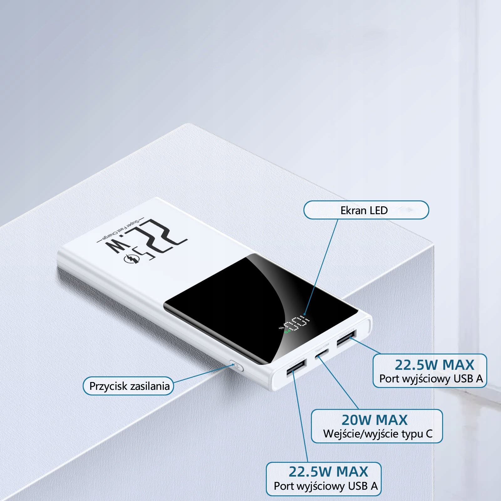 POWERBANK 10000MAH POWERFUL FAST CHARGER 22.5W 2X USB-A/USB-C LCD DISPLAY Brand no brand