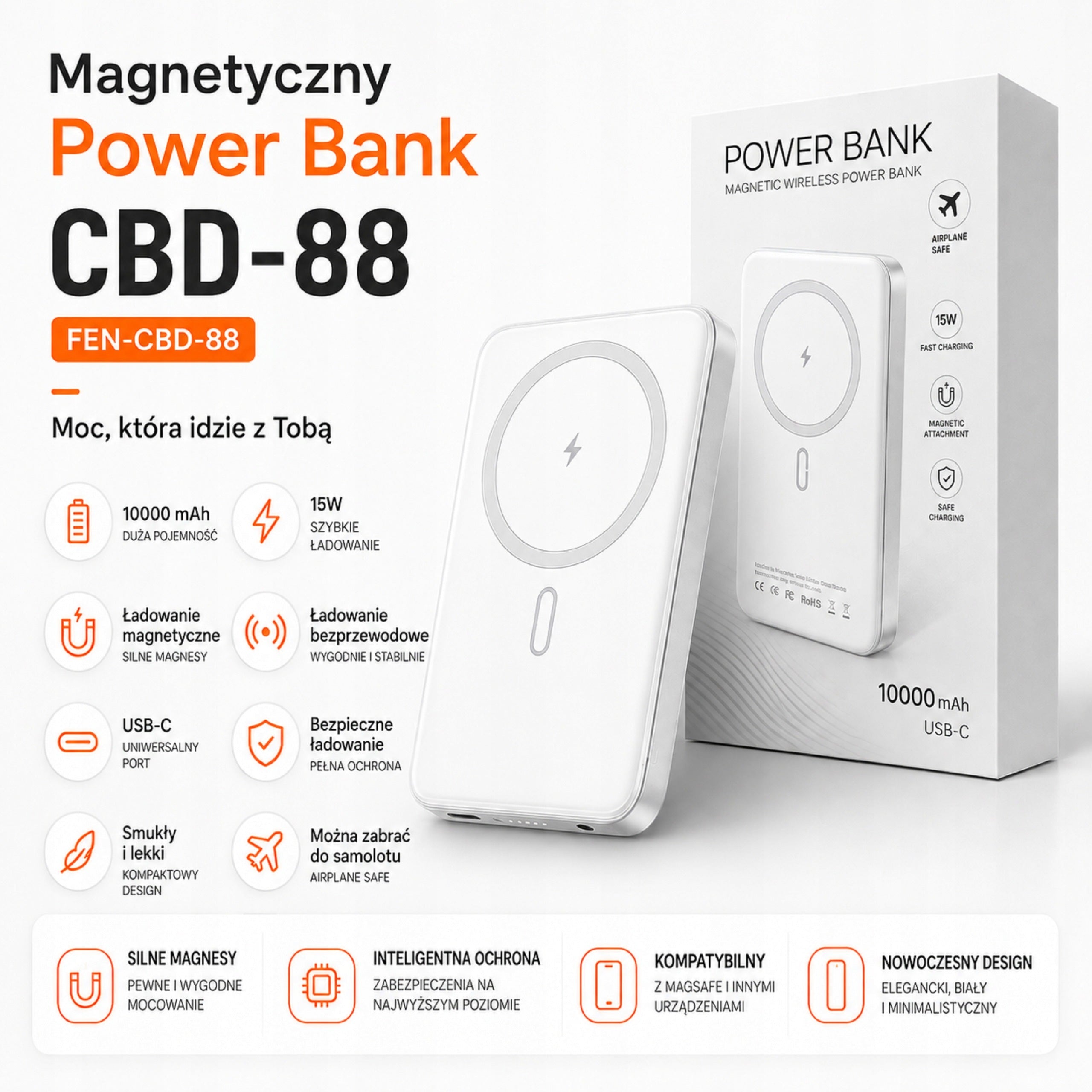 POWERBANK 10000mAh 15W MAGNETIC INDUCTION POWER BANK FOR IPHONE USB-C