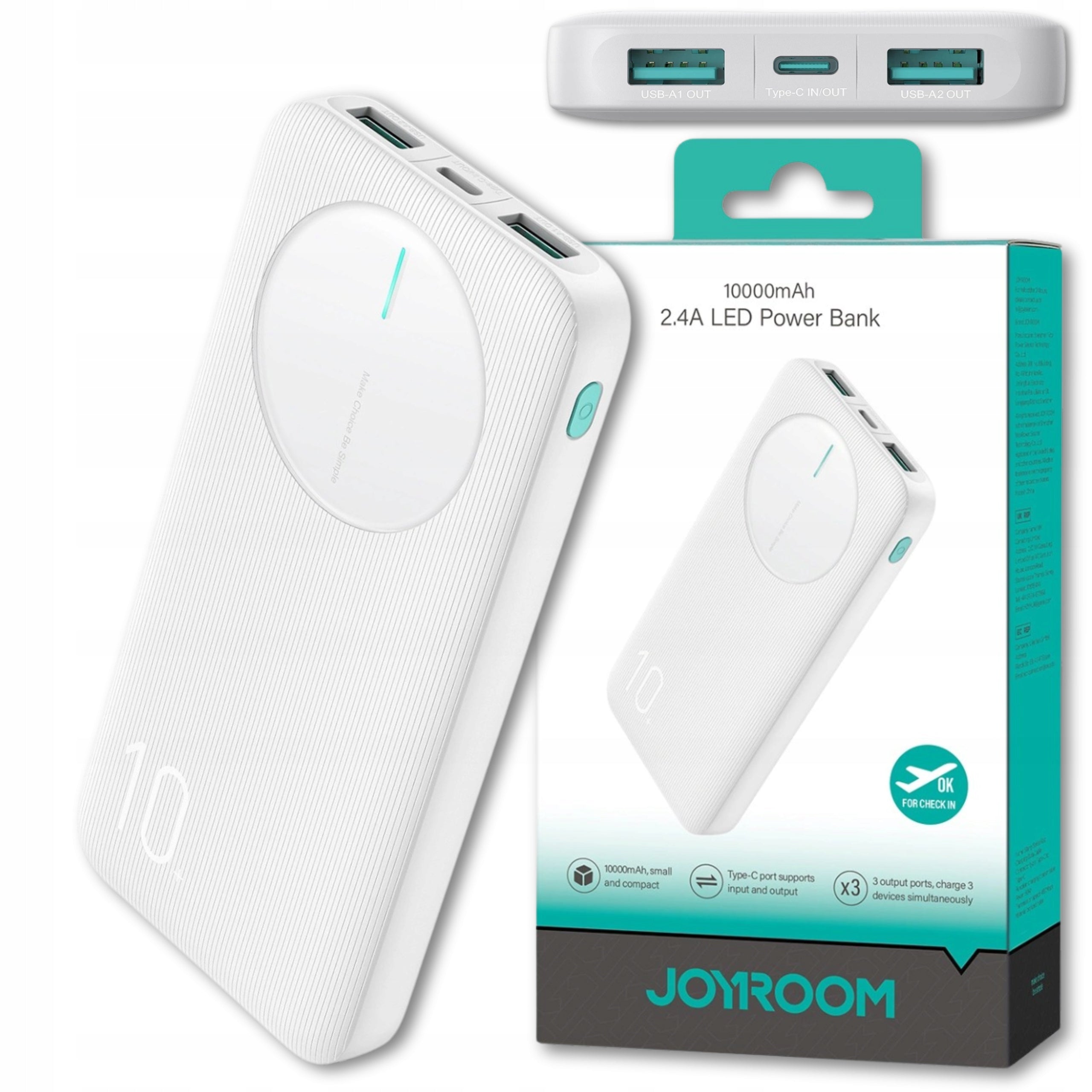 POWERBANK 10000mAh LIGHTWEIGHT USB-C USB-A PD QC UNIVERSAL POWER BANK JOYROOM