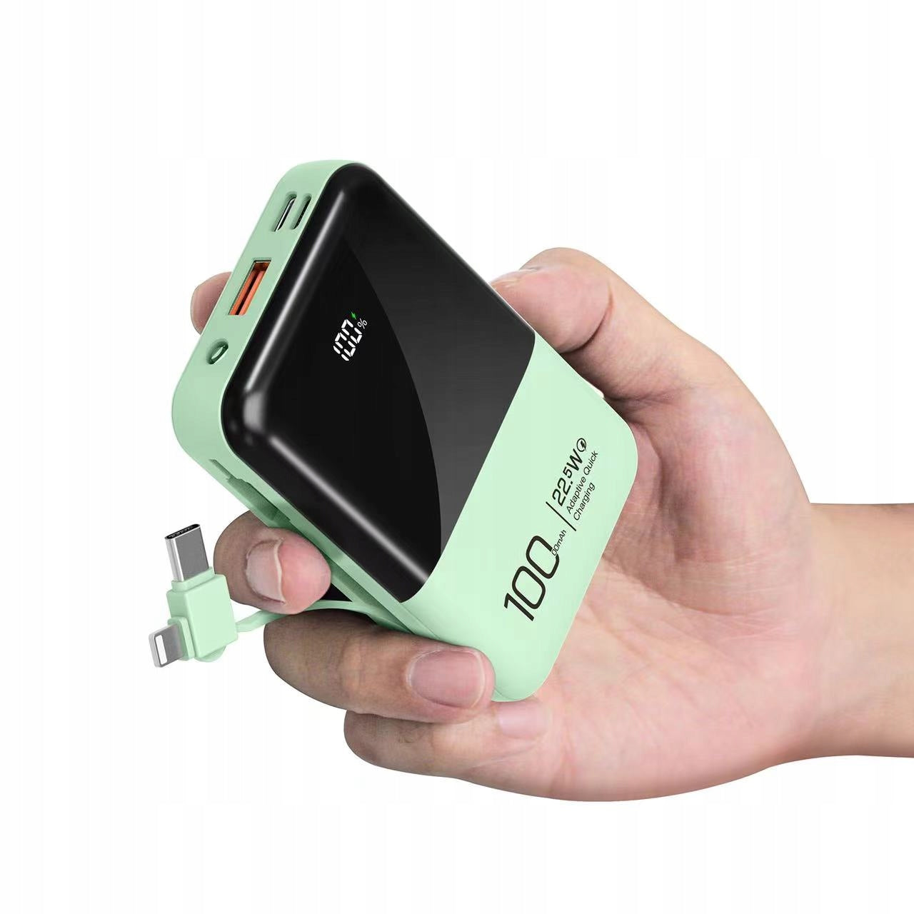 POWERBANK 10000mAh MINI POWER BANK WITH CHARGING CABLE USB-C/USB/LIGHTNING