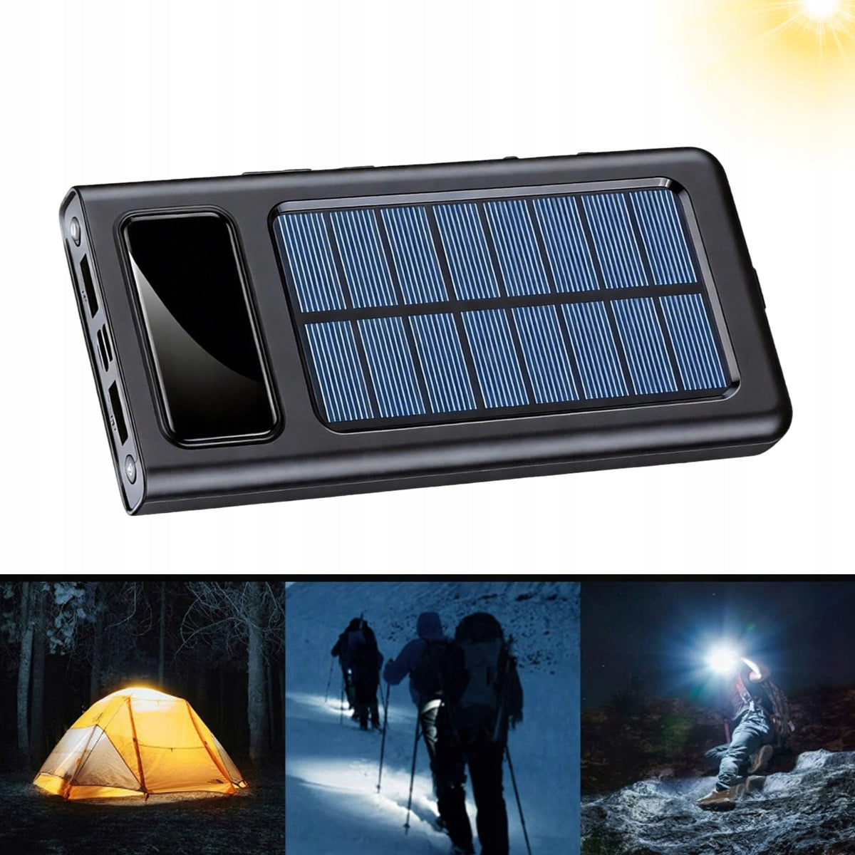 POWERBANK 20000 mAh SOLAR UNIVERSAL USB FLASHLIGHT