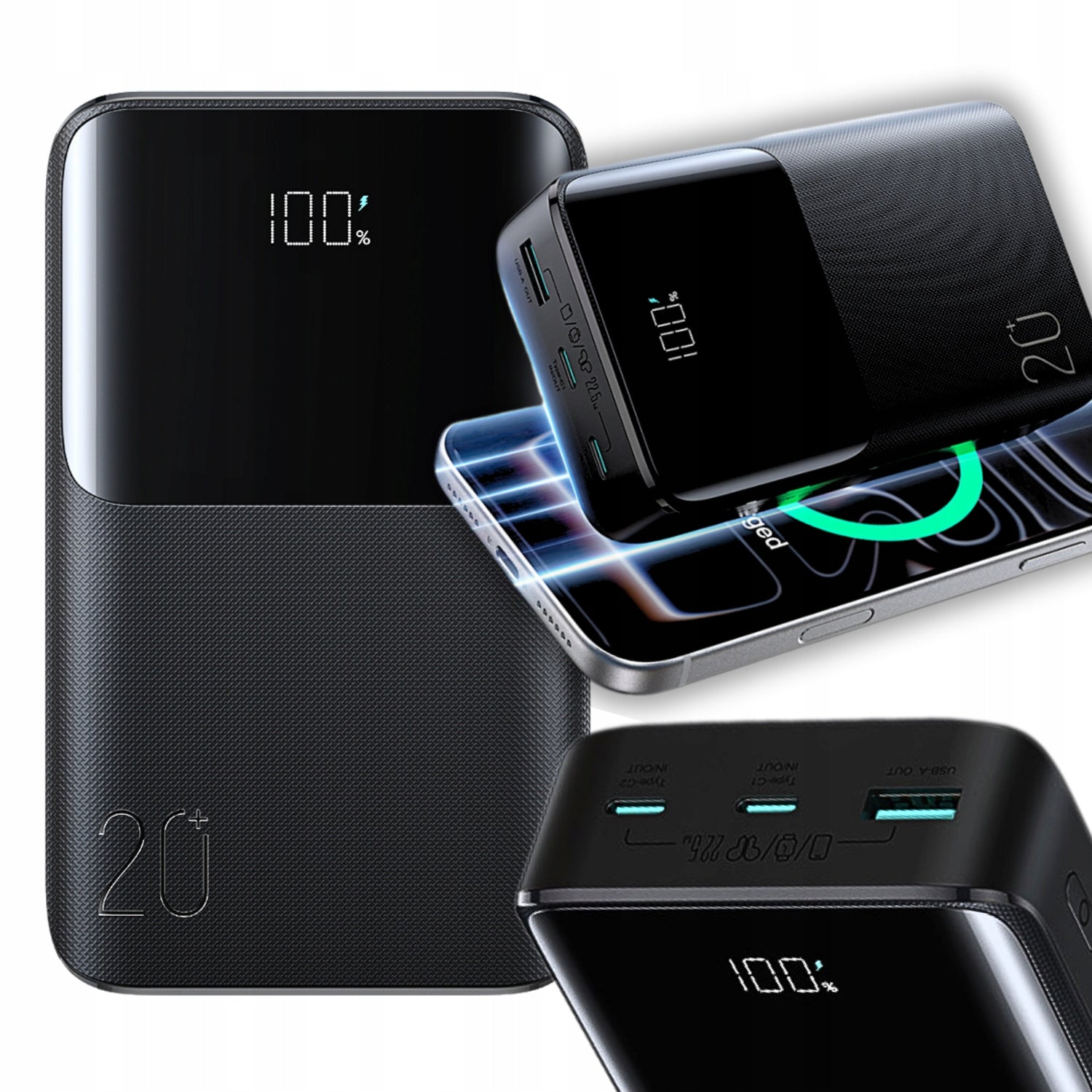 POWERBANK 20000mAh SMALL POWER BANK WITH FAST CHARGING USB C 22.5W LED
