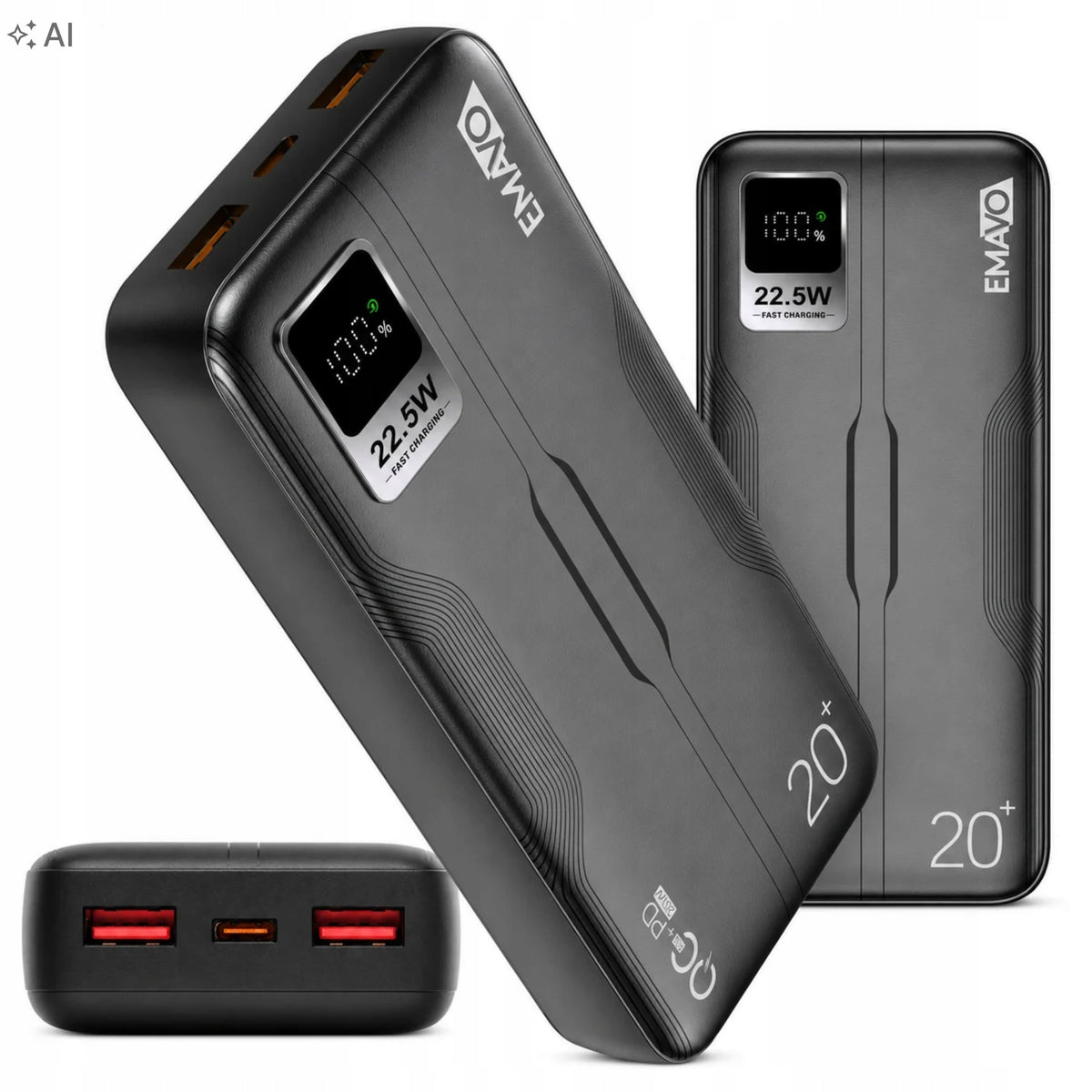 POWERBANK 20000mAh USB-C PD 20W QC 22.5W USB-A Fast Charging Safe