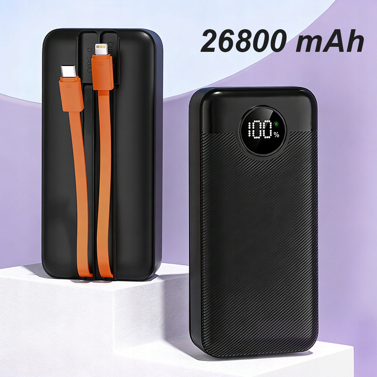 POWERBANK 26800mAh FAST 22.5W PD QC Display USBC Cables USBA Lightnin Packaging status original