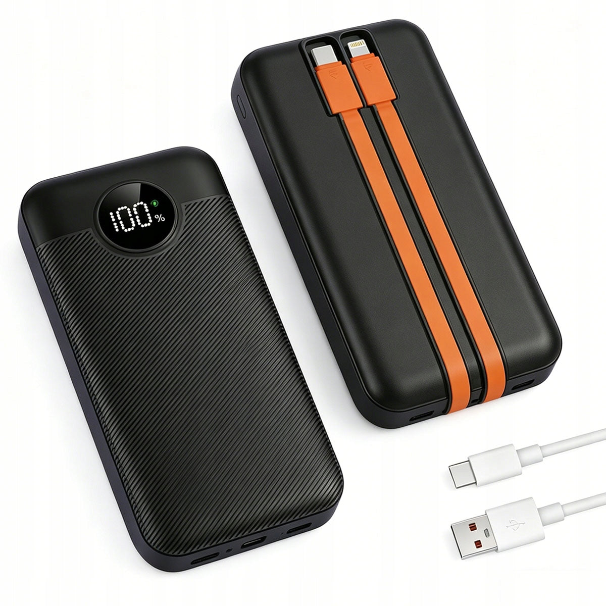 POWERBANK 26800mAh FAST 22.5W PD QC Display USBC Cables USBA Lightnin