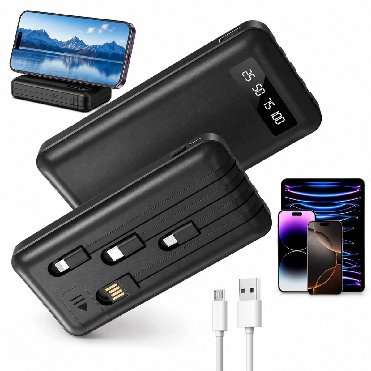 POWERBANK 26800mAh POWER BANK WITH BUILT-IN CABLES