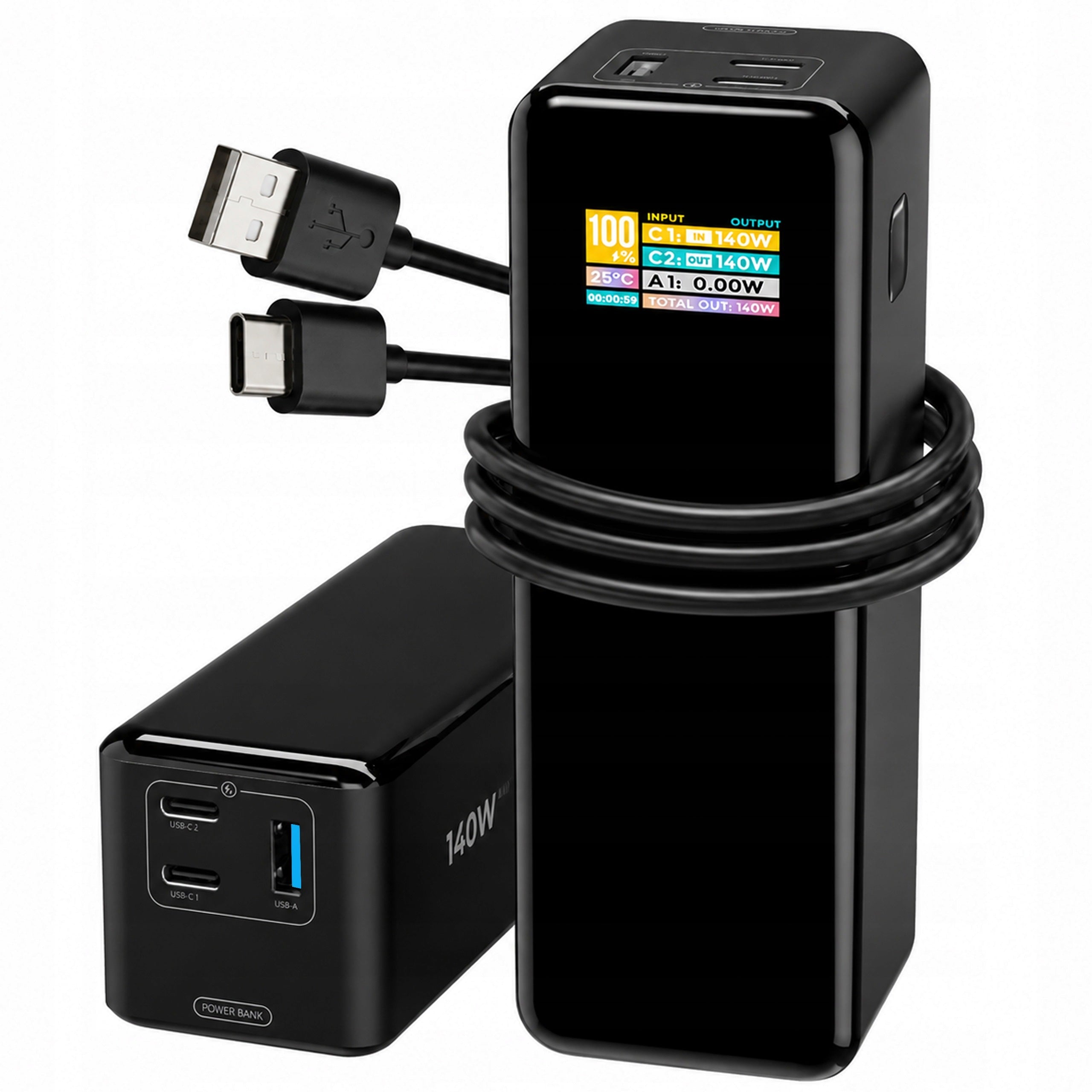 POWERBANK 27000mAh 140W QC PD USB-C LCD FOR LAPTOP AIRPLANE POWER BANK