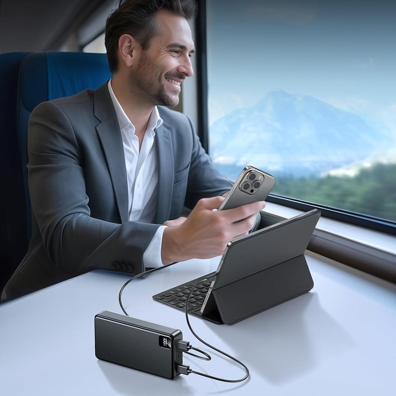 POWERBANK 50000 MAH WITH BUILT-IN CABLES AND FLASHLIGHT TOURIST CHARGER Battery capacity 50000 mAh
