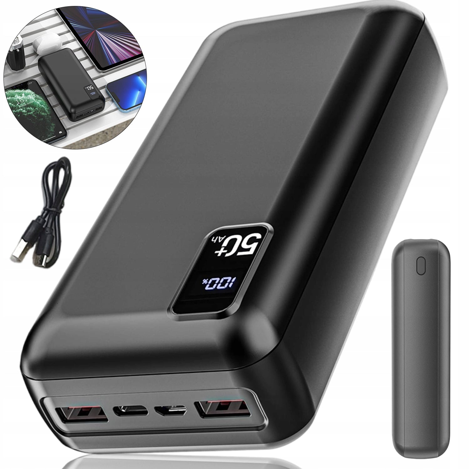 POWERBANK 50000MAH 22.5W PD QC3.0 3 LED CHARGING PORTS SAFE