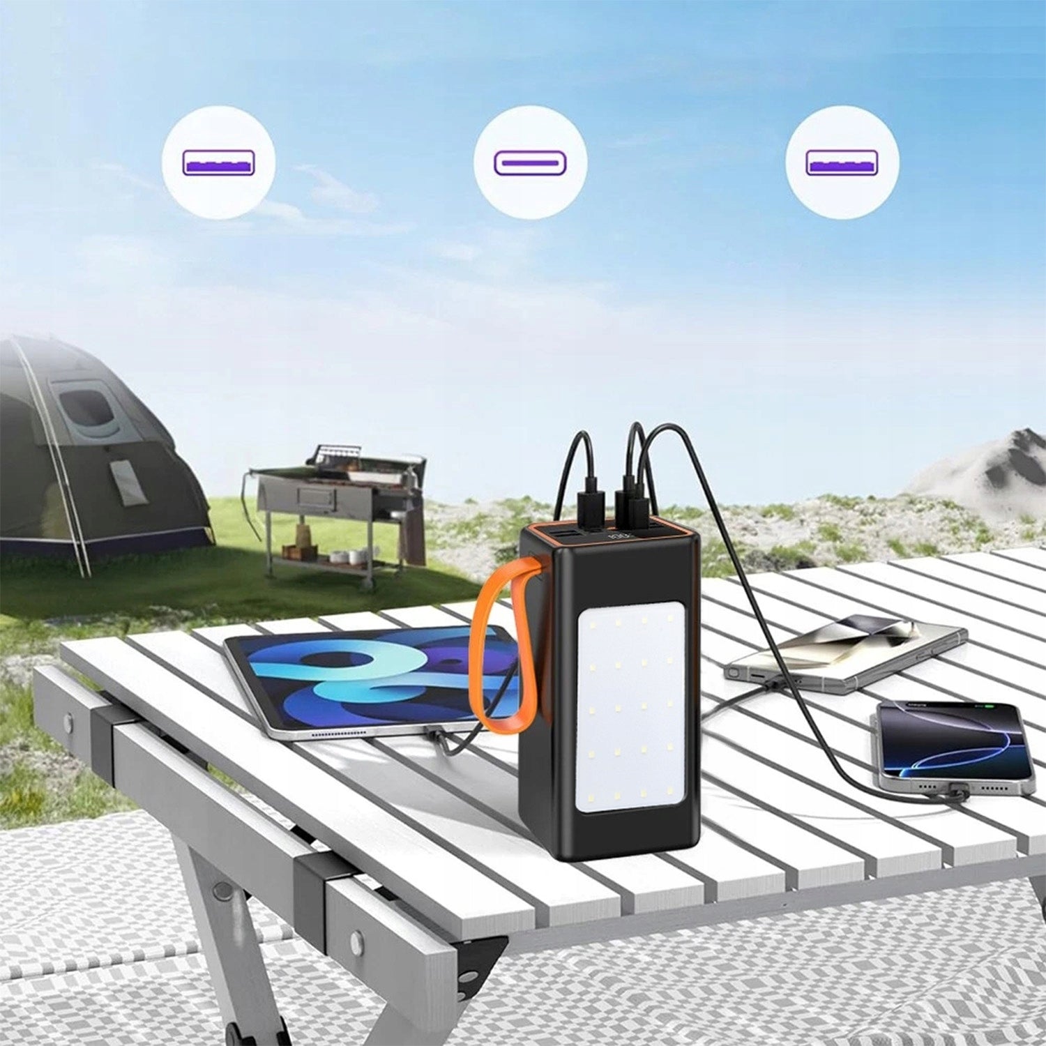 POWERBANK 50000MAH 4XUSB FAST CHARGING WITH FLASHLIGHT MULTIFUNCTIONAL BLACK Manufacturer code qiuyttryuiowuhw