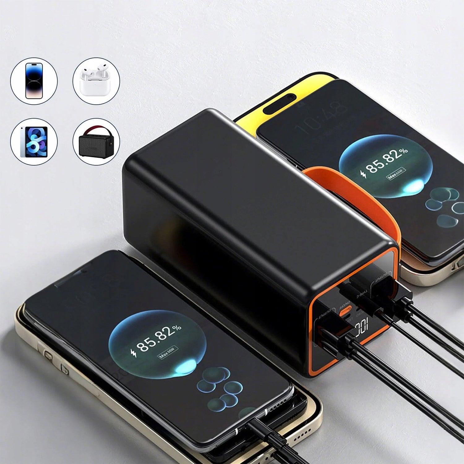 POWERBANK 50000MAH 4XUSB FAST CHARGING WITH FLASHLIGHT MULTIFUNCTIONAL BLACK Packaging status original