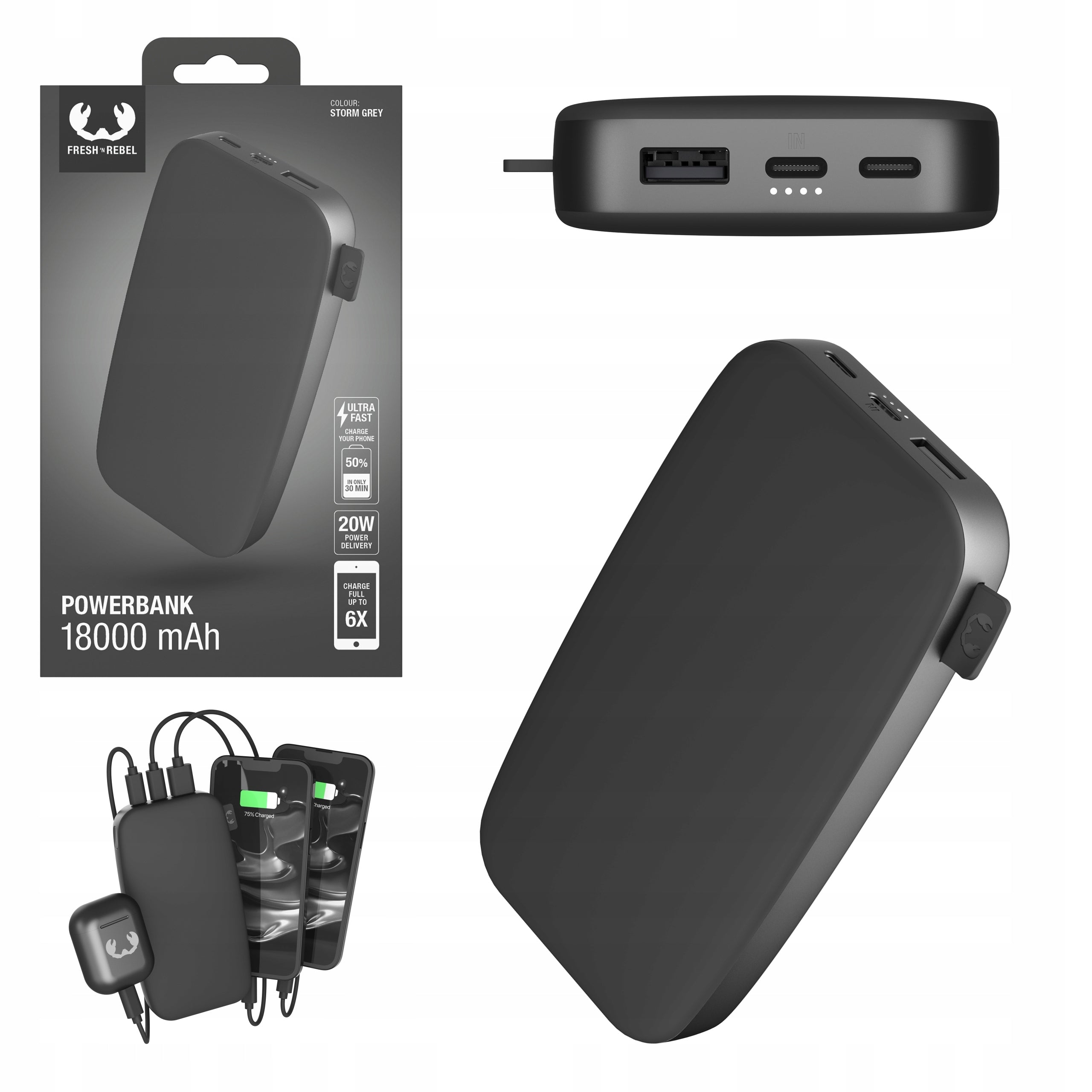 POWERBANK FRESH 'N REBEL 18000 mAh USB-C PD Power Delivery 20W LED