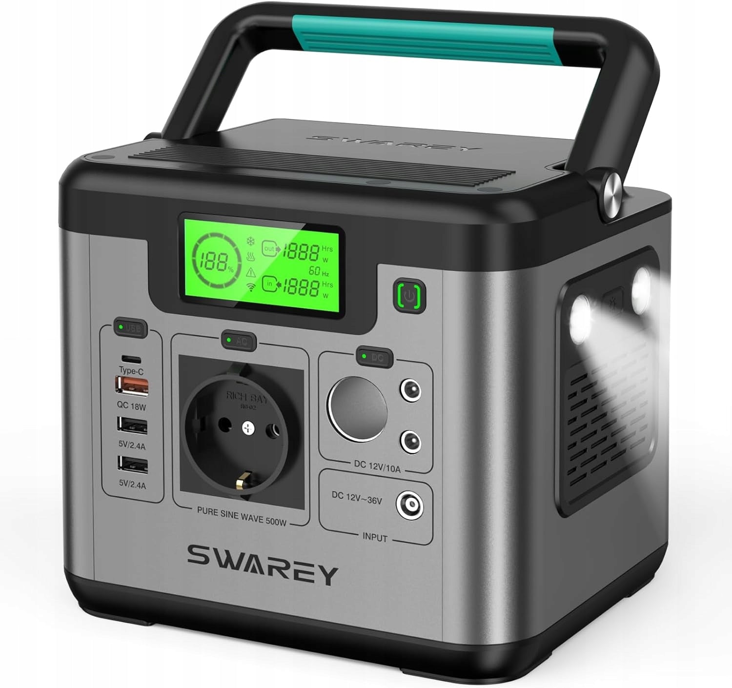 POWERBANK SOLAR GENERATOR SWAREY S500 Pro 518Wh144000mAH AC/DC/Type-C PD65W