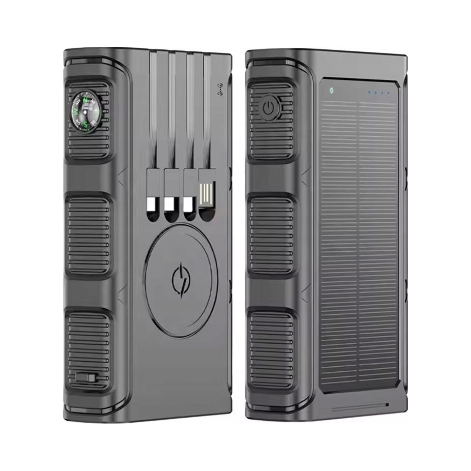 POWERBANK SOLAR INDUCTION 38000MAH 8xUSB LED USB-C PD BLACK WATERPROOF